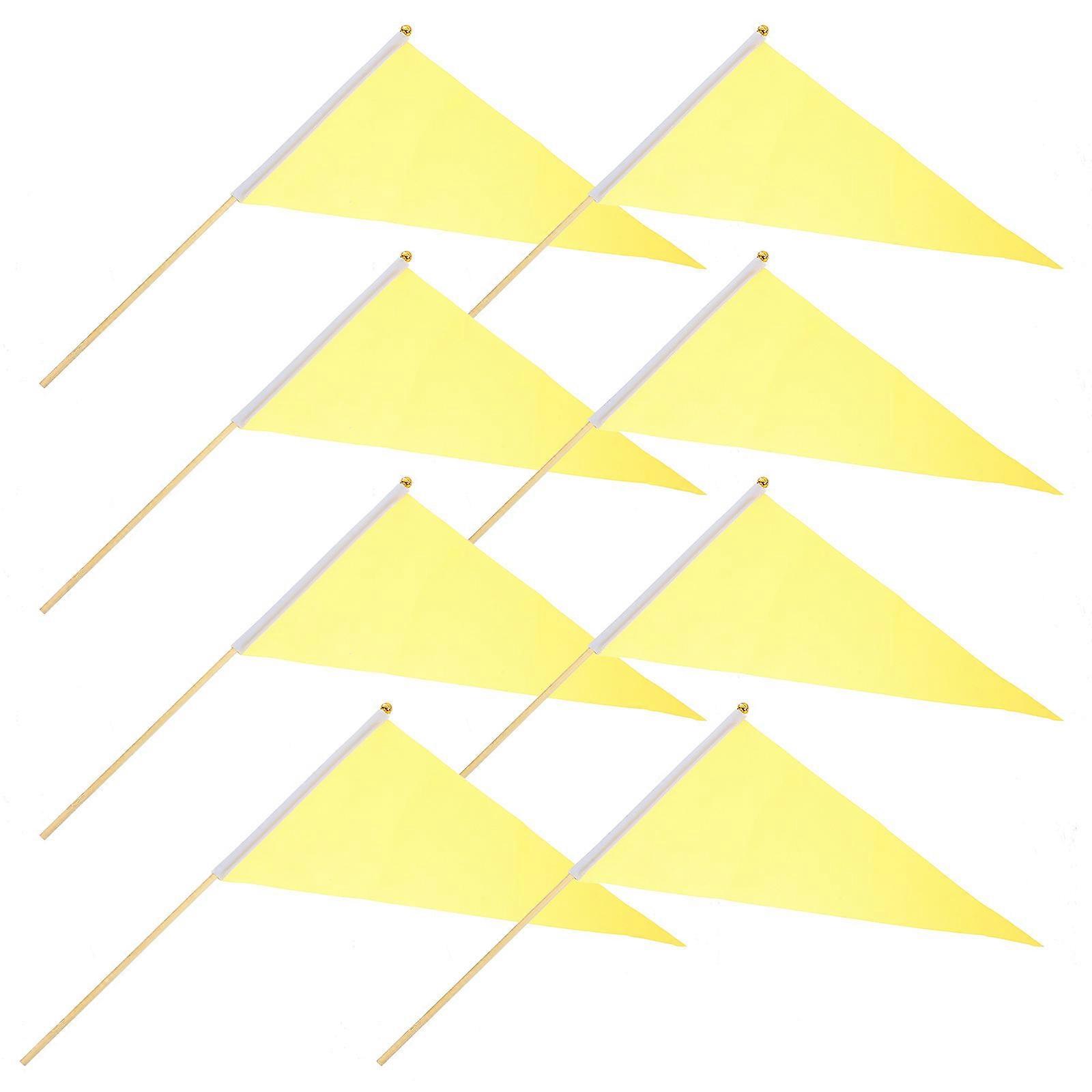 Small Marker Flags 8Pcs Yellow Triangular Flags For Garden Lawn Pet Waste Marking