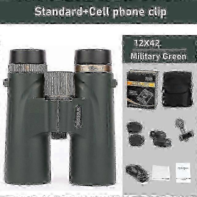 12x42双眼鏡プロフェッショナルHD望遠鏡強力な長距離BAK4プリズム狩猟用アウトドアキャンプEDレンズIPX7防水