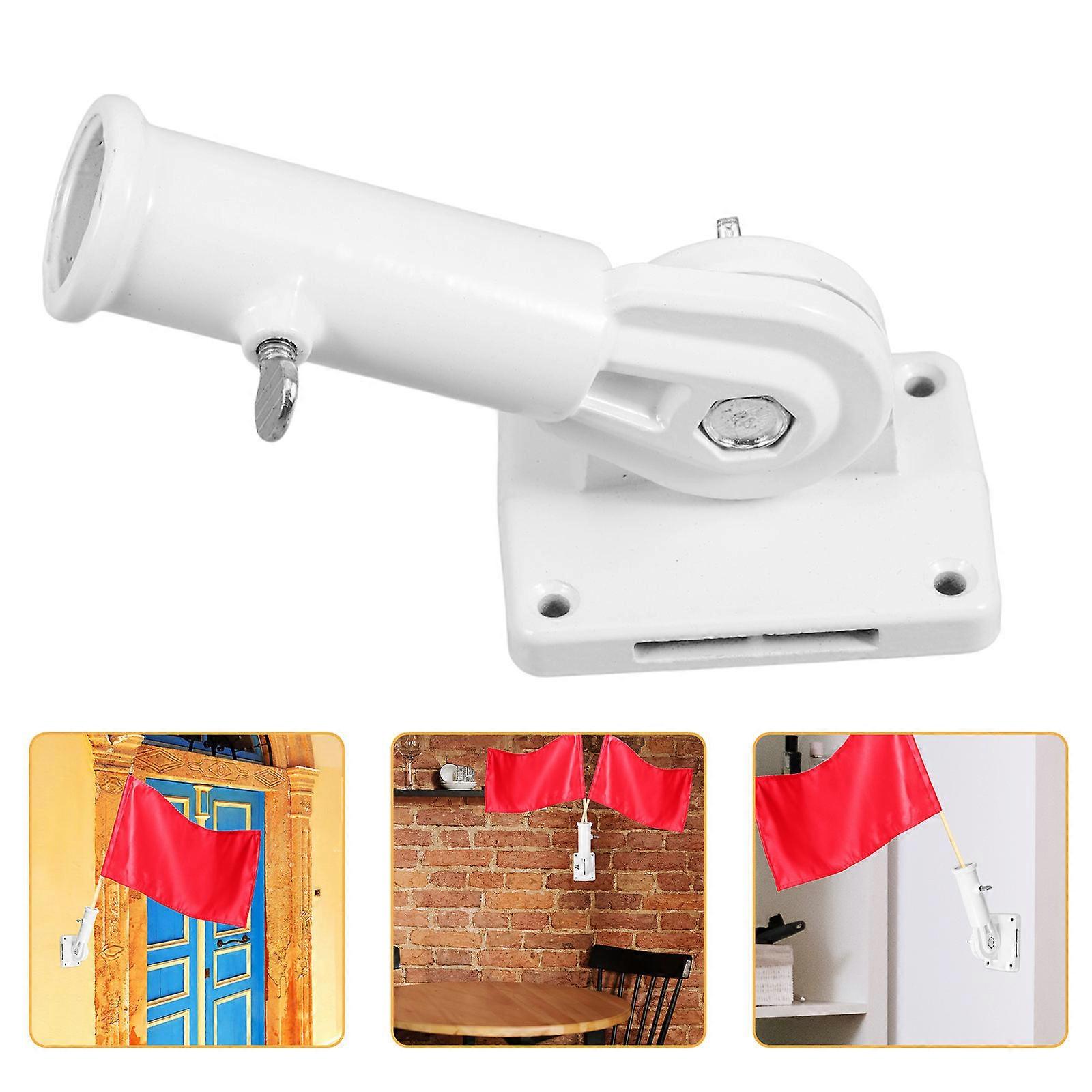 White Adjustable Flagpole Base for Outdoor Use Durable Aluminium Alloy Multi-directional Bracket 1