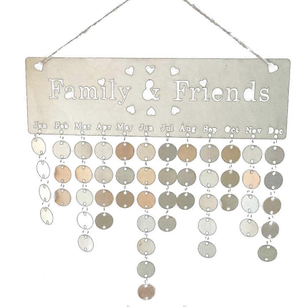 Hanging Birthdays Reminder Calendar Multi Color Décor Family Friends Rectangular Plaque Easy to Assemble 1 Set