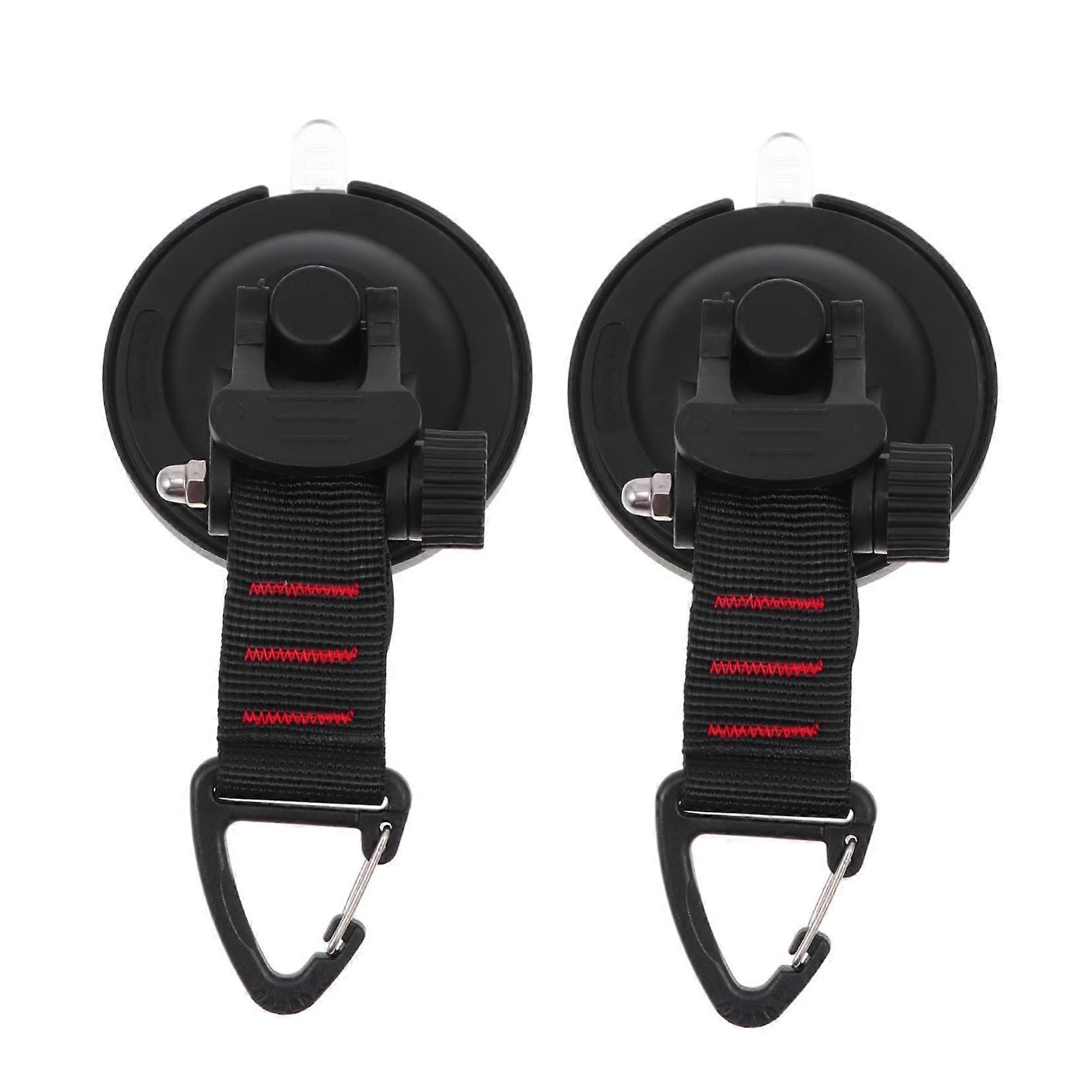 Pack of 2 Car Tent Suction Cup Accessories Performance Safety Hooks Black ABS