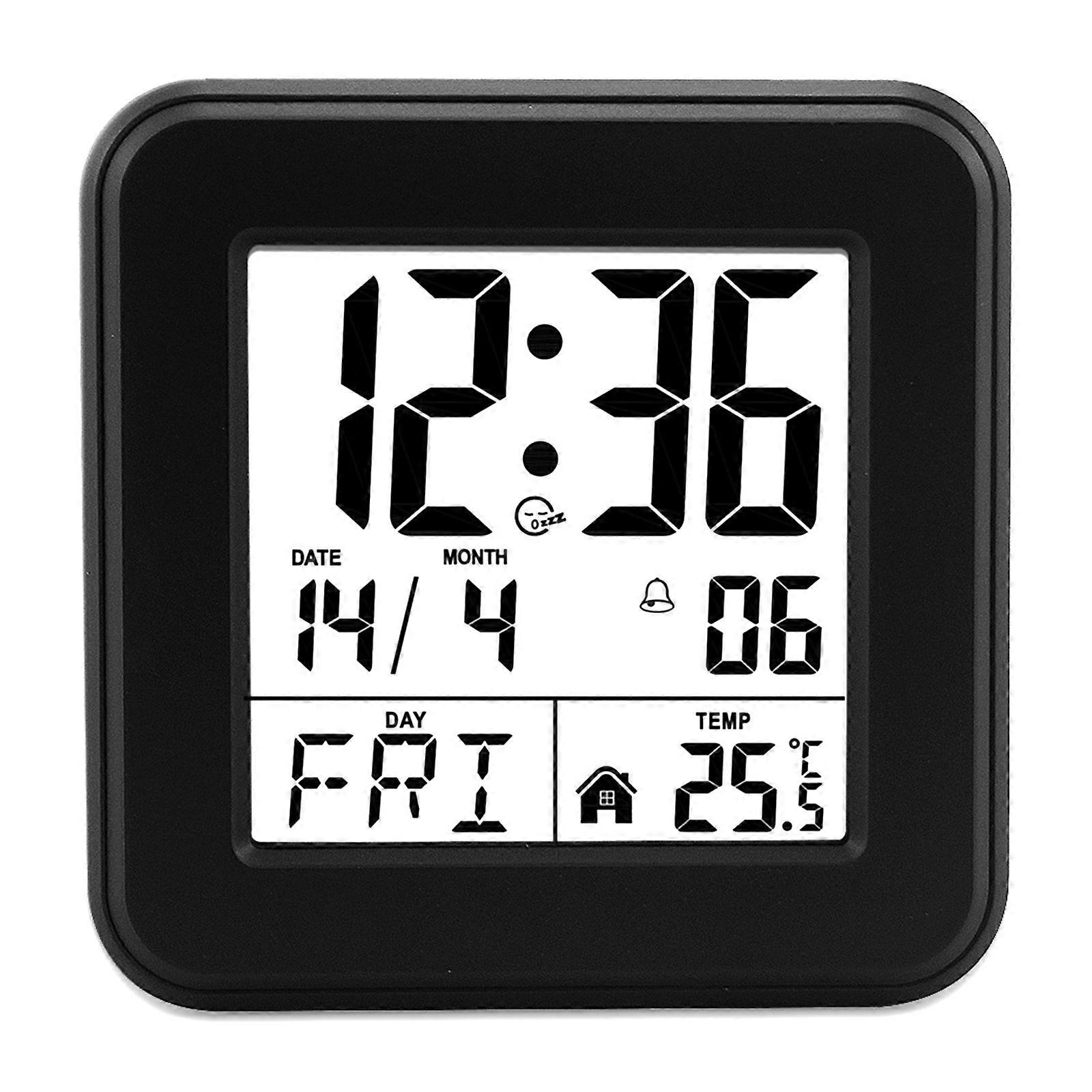 Alarm Clock with Temperature Display - Black