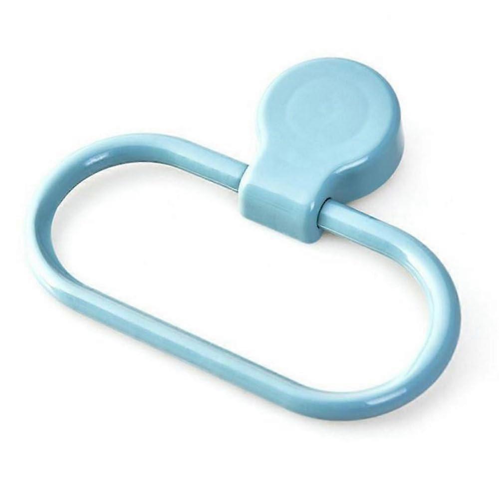 Selfadhesive towel ring, plastic, white, blue, bathroom organizer, 14.8x12.2x2cm