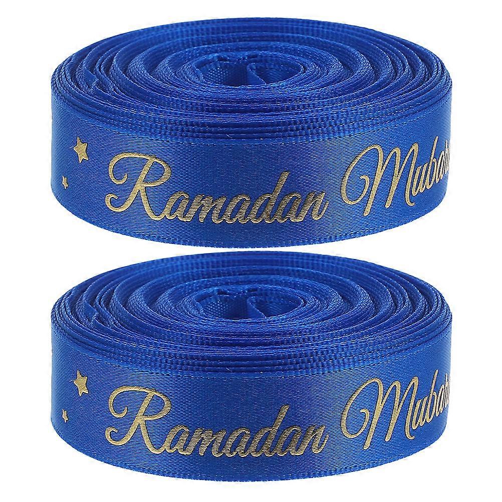 Elegant Blue Polyester Ribbons for Wrapping Enhance Festive Atmosphere with Craftsmanship 2pcs