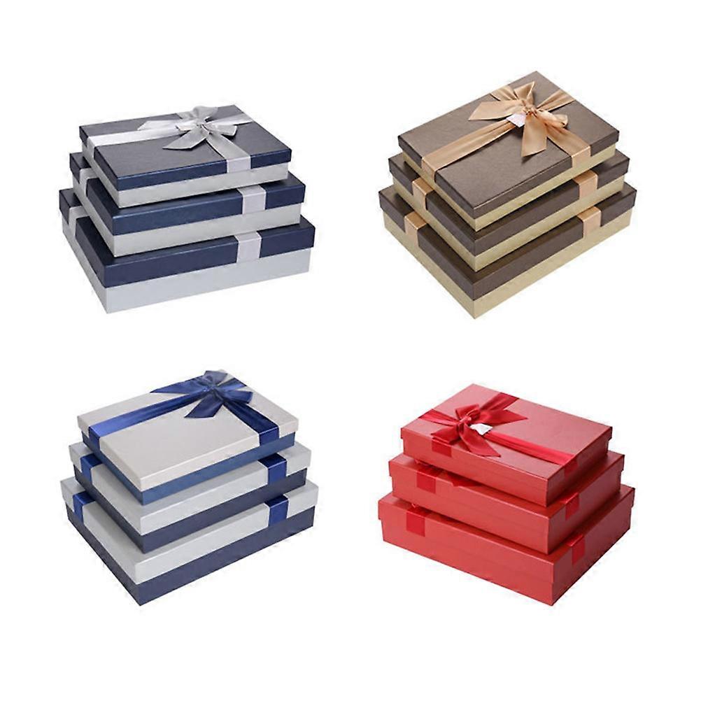 Gift Box with Ribbon Paperboard for Storage 1Pcs Red Rectangular Shirt Box