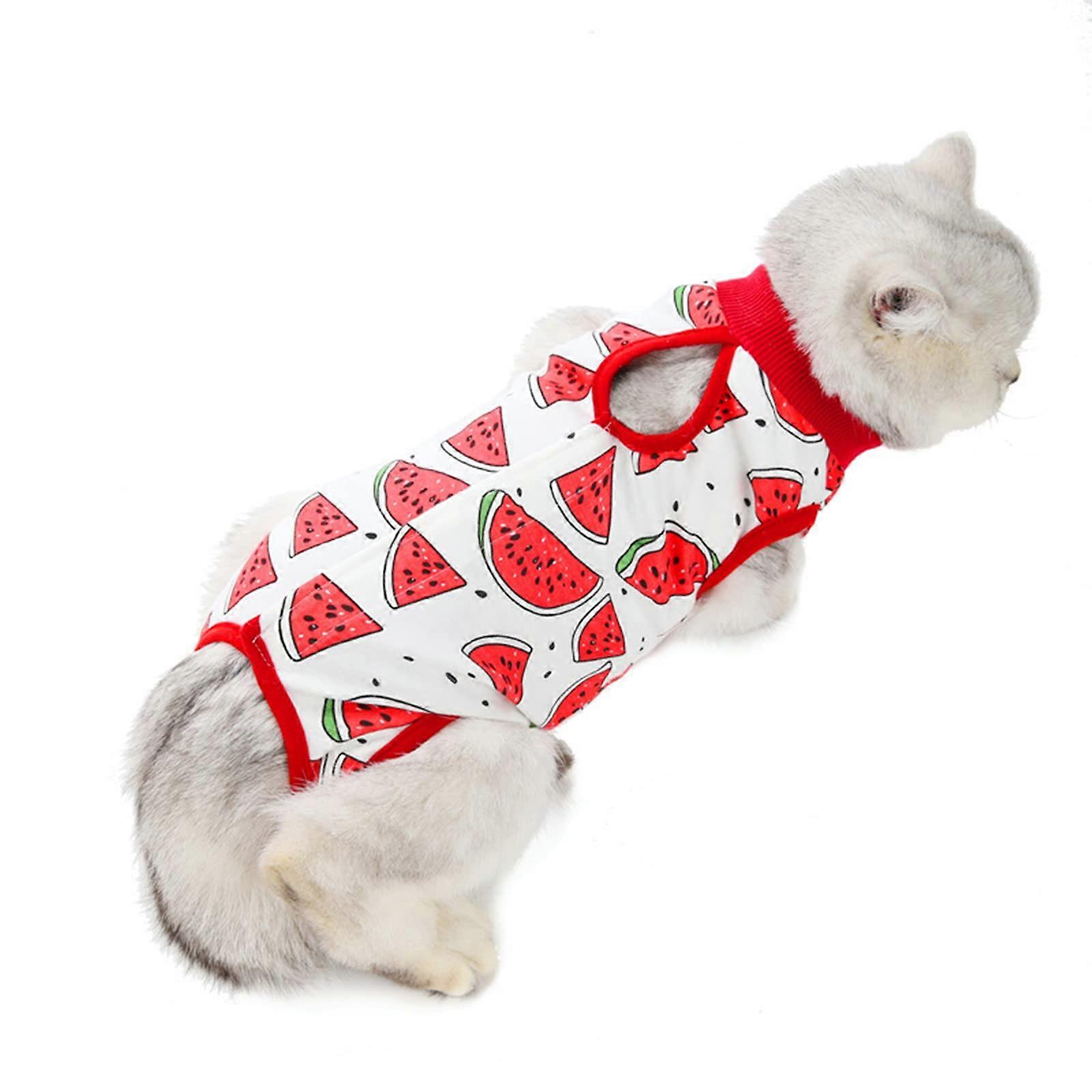Professional Cat Suit For After-Surgery Recovery, E-Collar Alternative For Cats, Puppies, Small Dogs, Size M Watermelon
