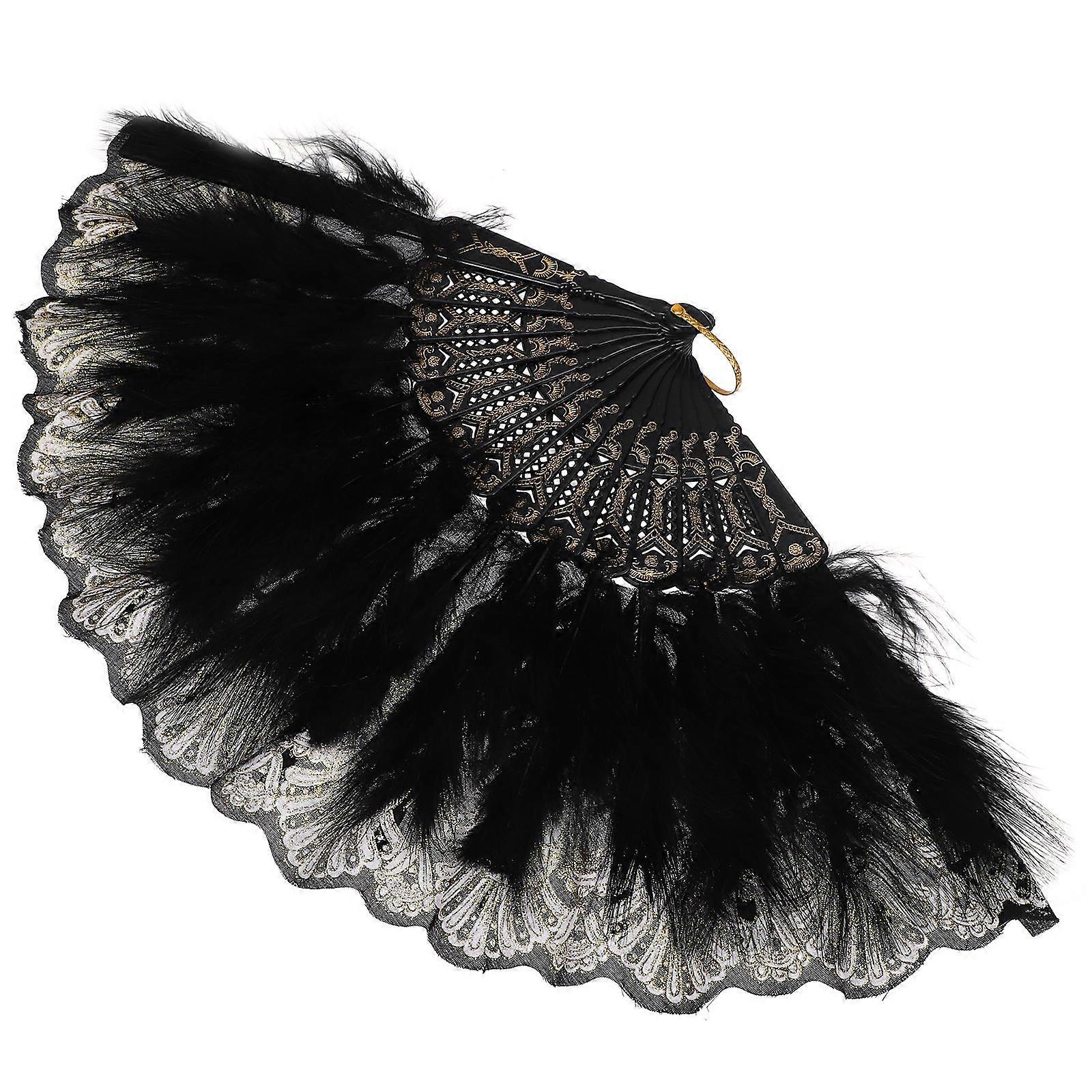 Elegant Vintage Handheld Fan Foldable Design For Event Attendees In Black 1Set