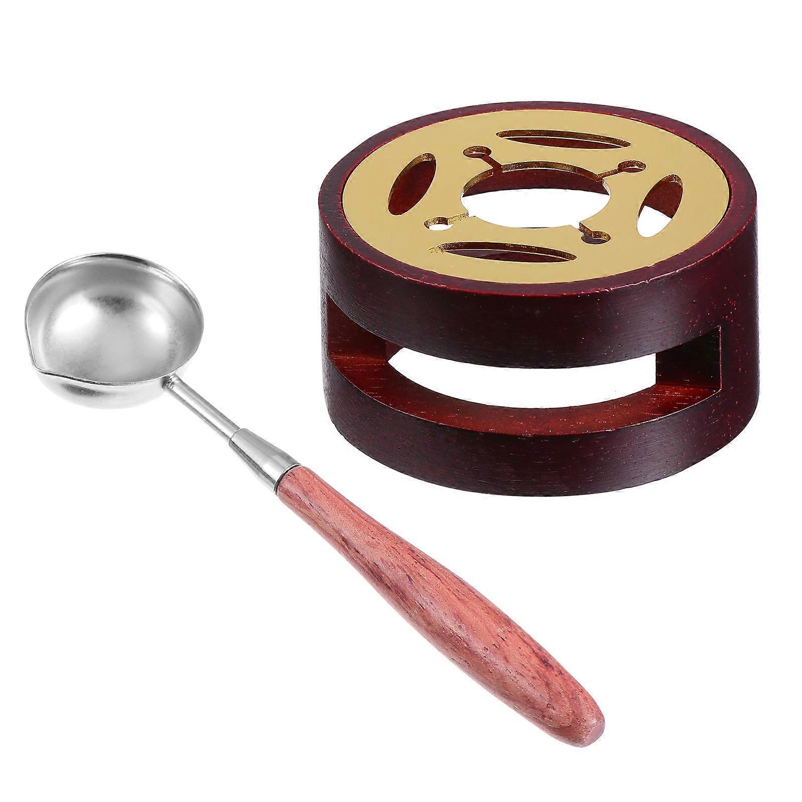 Lacquer Melting Furnace with Sealing Wax Spoon for DIY Crafts, Wedding Invitations, and Envelopes – Includes Wooden Melting Stove and Spoon for