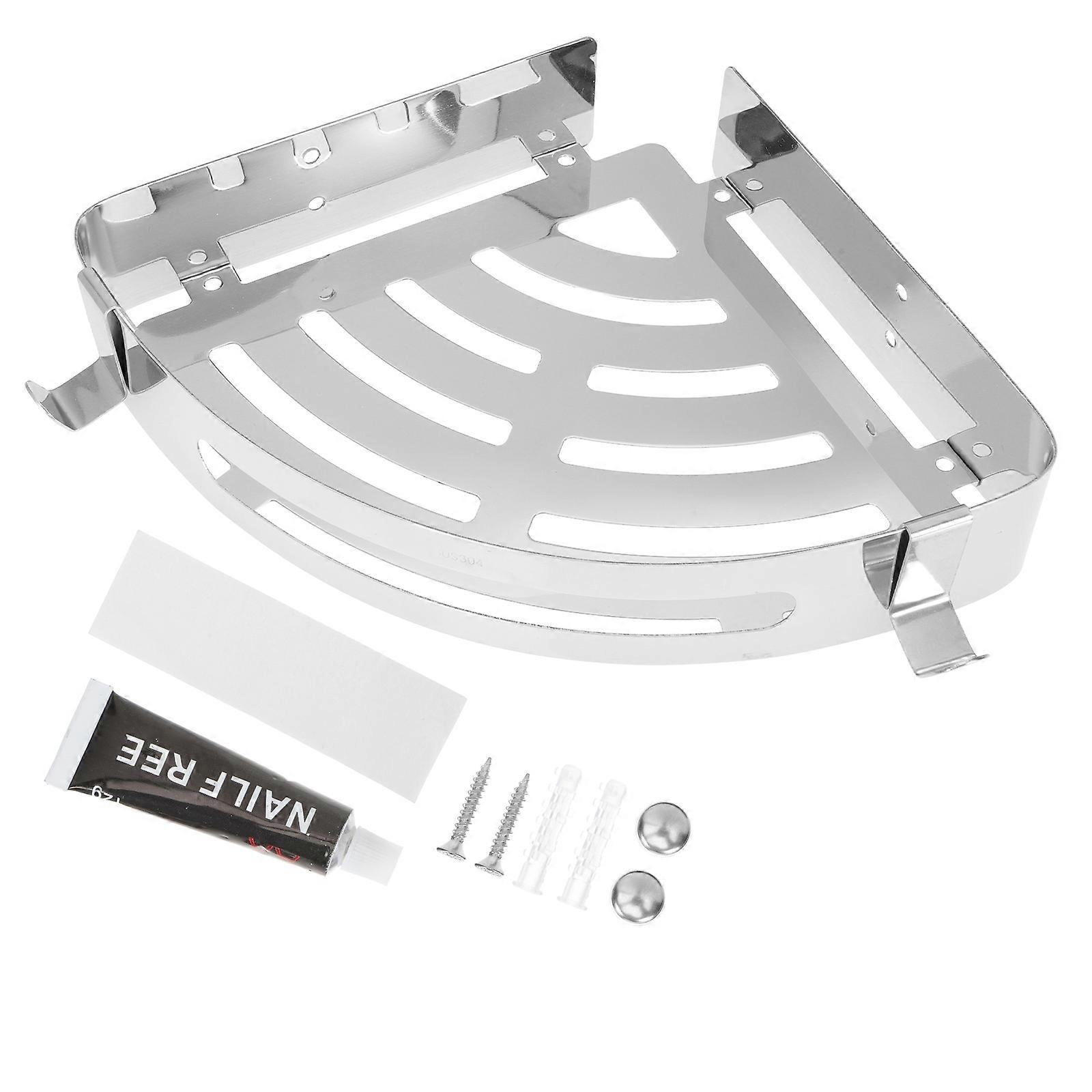 Bathroom Use Shower Shelf Corner Storage Rack Load-bearing Moisture-proof Design 1Pack