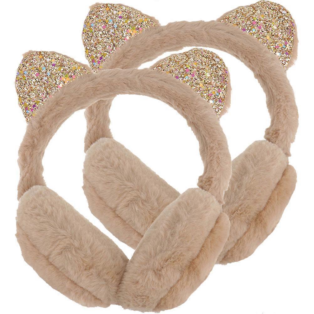 غطاء أذن حراري ناعم للذنين للتزلج الشتوي والتزلج على الجليد على شكل أذن القط 2 قطعة