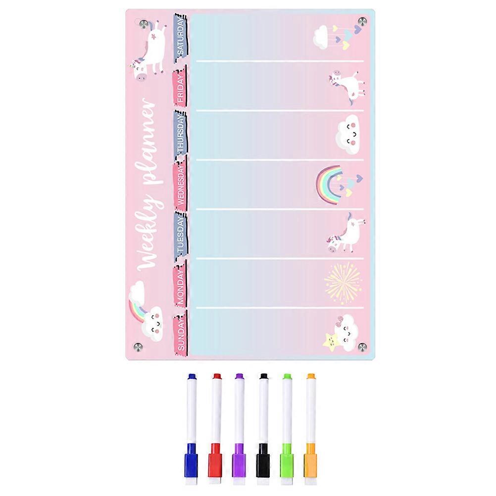 Cartoon Magnetic Weekly Planning Board Acrylic For Fridge Assorted Color 29.7X21CM Writing 1Set