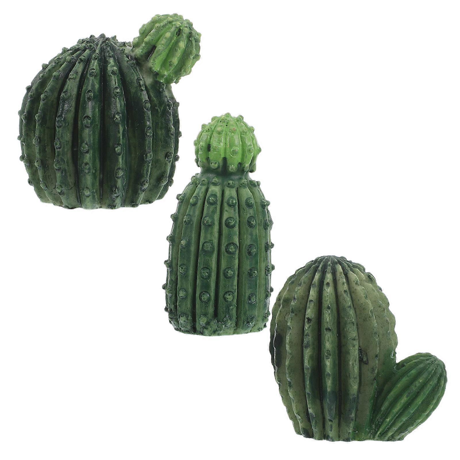 3pcs Faux Cactus Plants for Home Decor Mini Resin Cactus with Realistic Design Multi Color