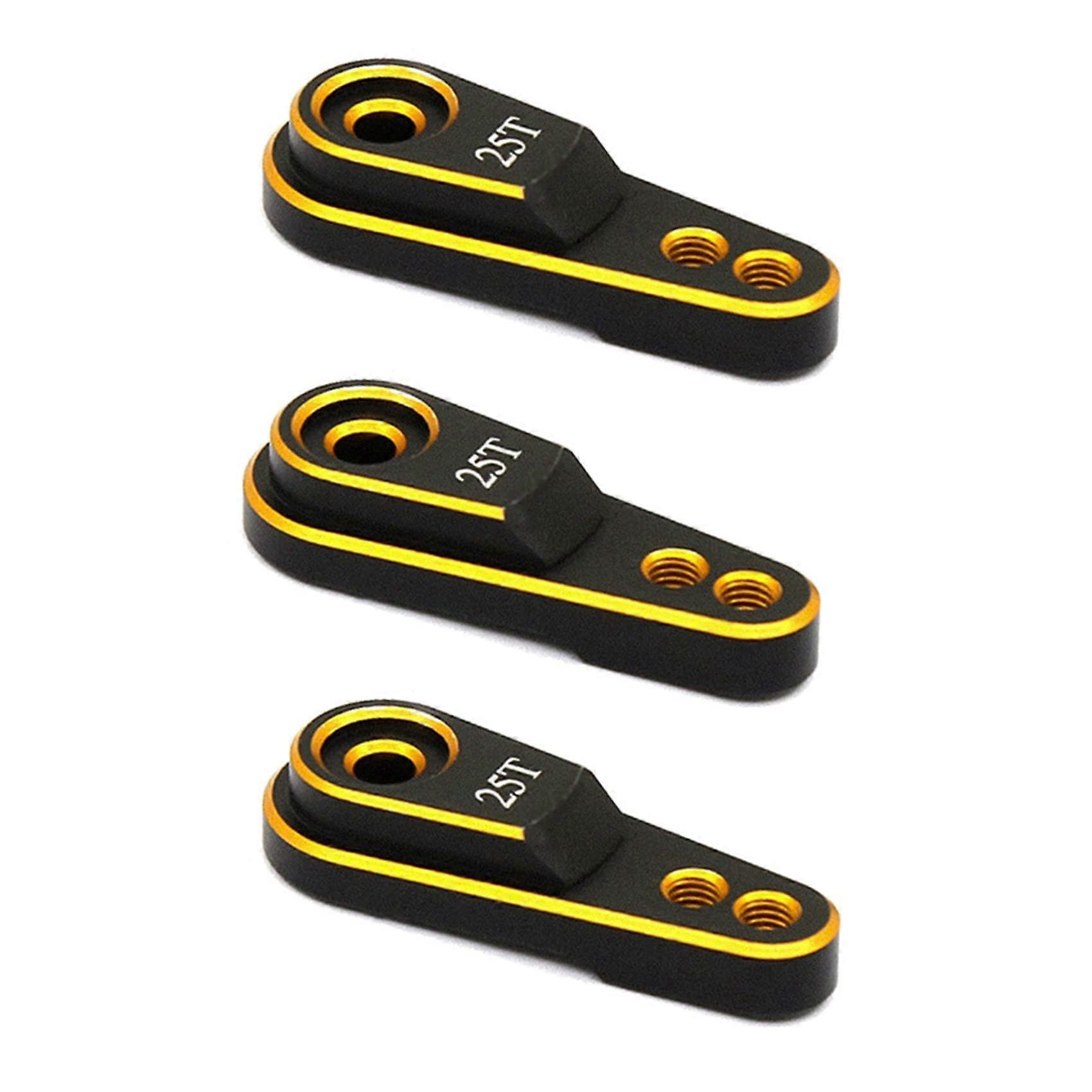 Steering Servo Arm Hard Aluminium Alloy 25T M3, 3 Pack, For 1/10 RC Crawler TRX4, Gold