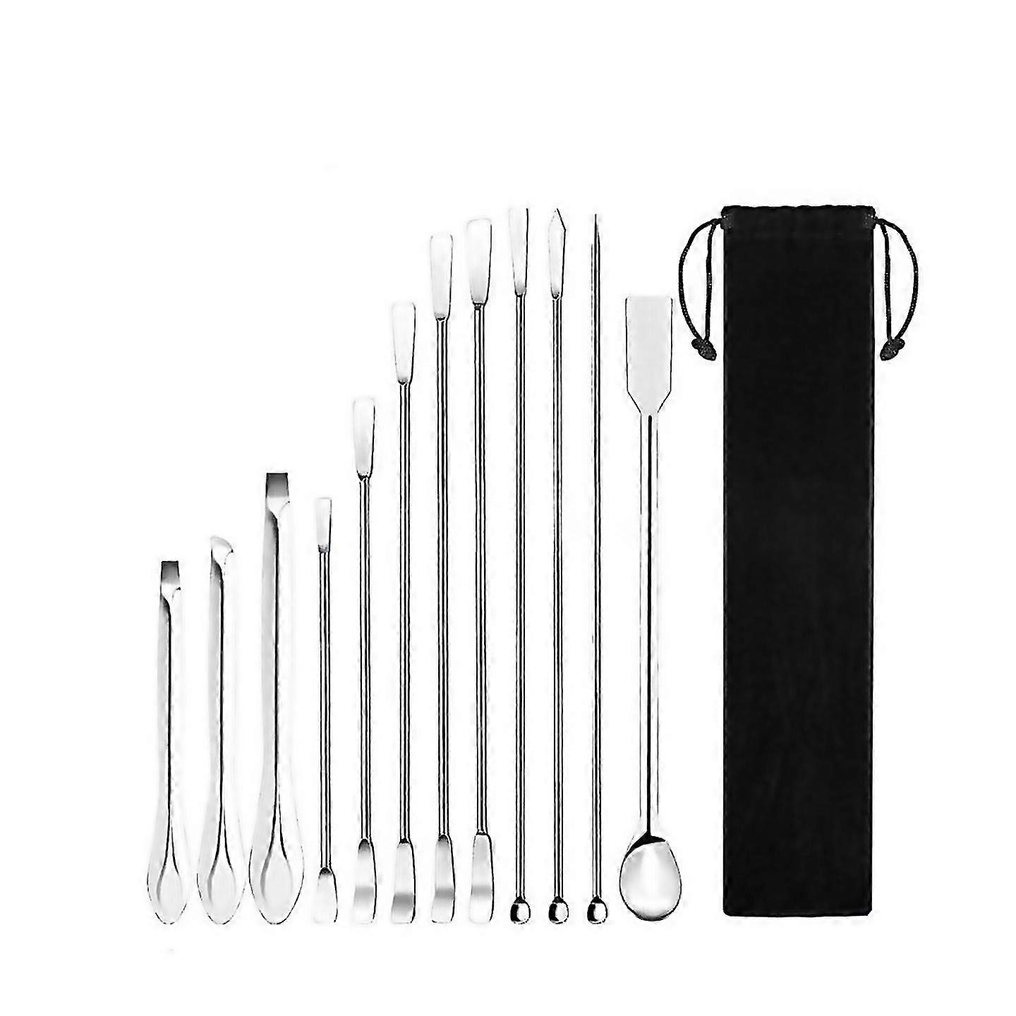 For 12pcs stainless steel lab spoon spatula laboratory sampling spoon