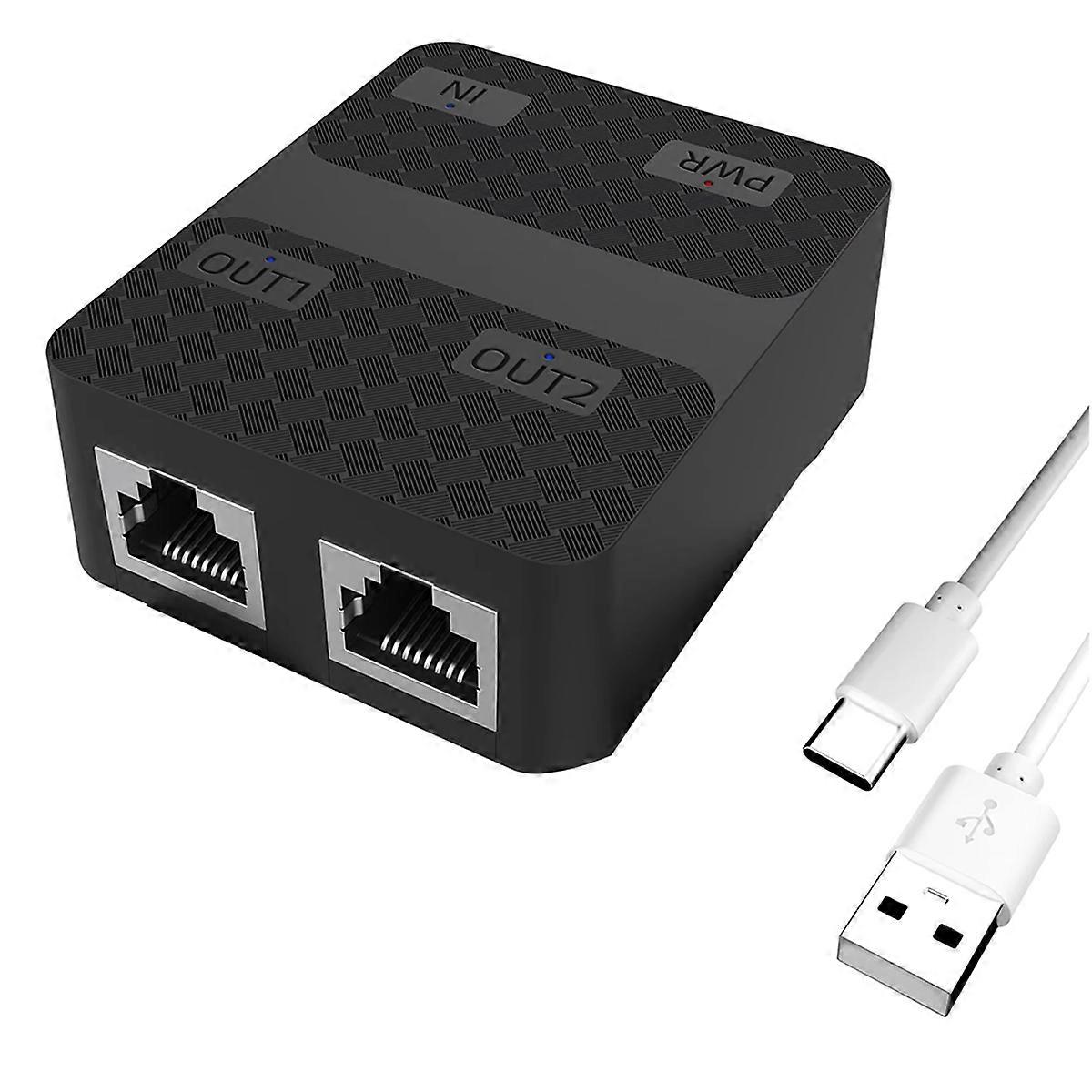 Ethernet Cable Splitter 1 to 2 1000Mbps Internet Cable Splitter 1 in 2 Out High Speeds Gigabit Networking Splitter Black