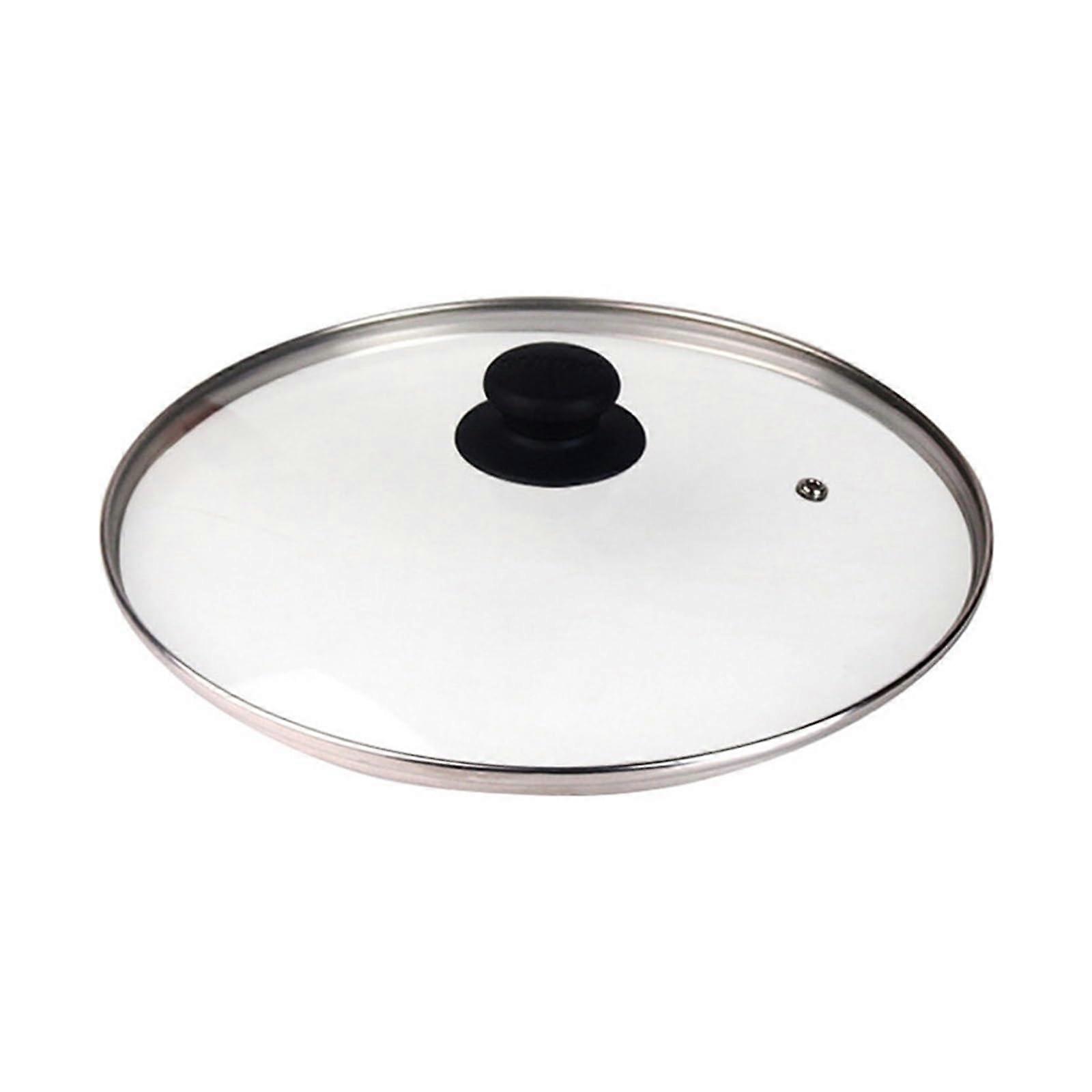 Stir Fry Pot Lid Glass Lid Plastic Handle with Steam Vent Transparent Cooking Lid in Various Sizes for Pots Frying Pans Universal Lid(24)