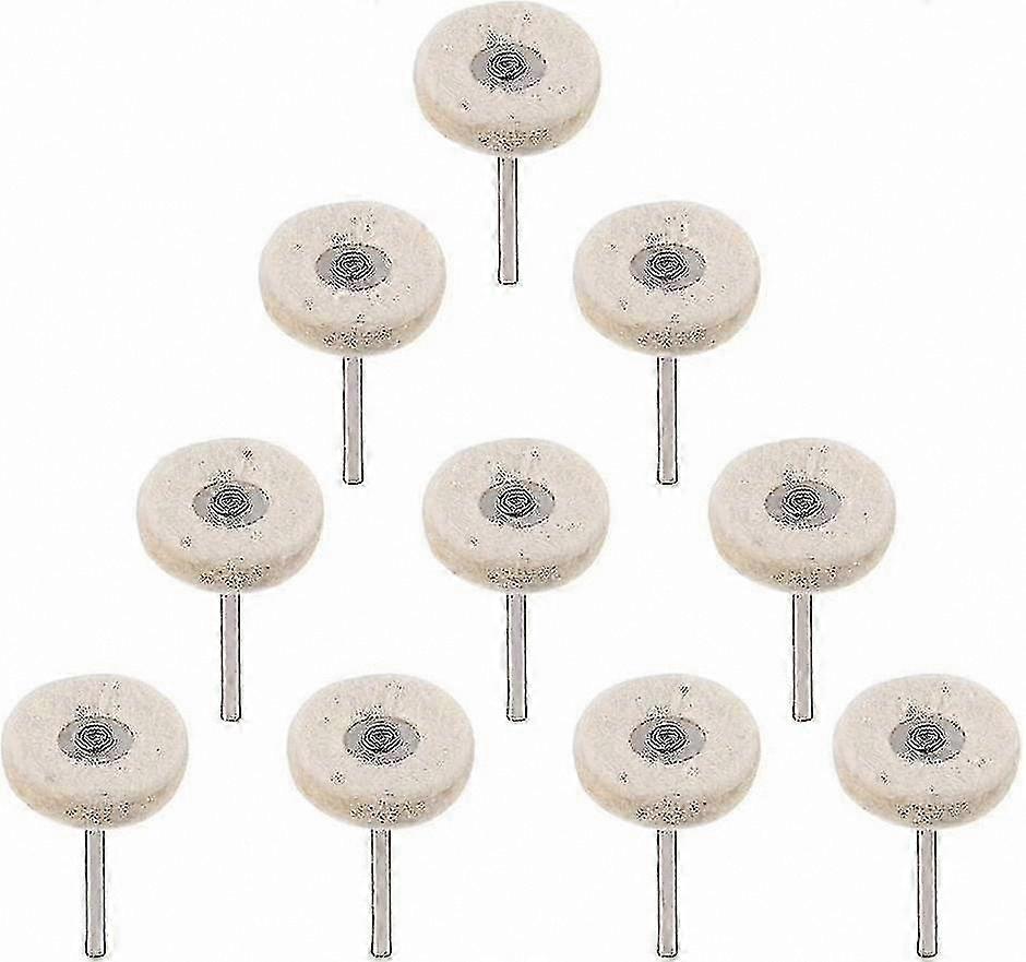 10-Pack 25mm Wool Felt Polishing Buffing Wheels for Rotary Tools with Handle