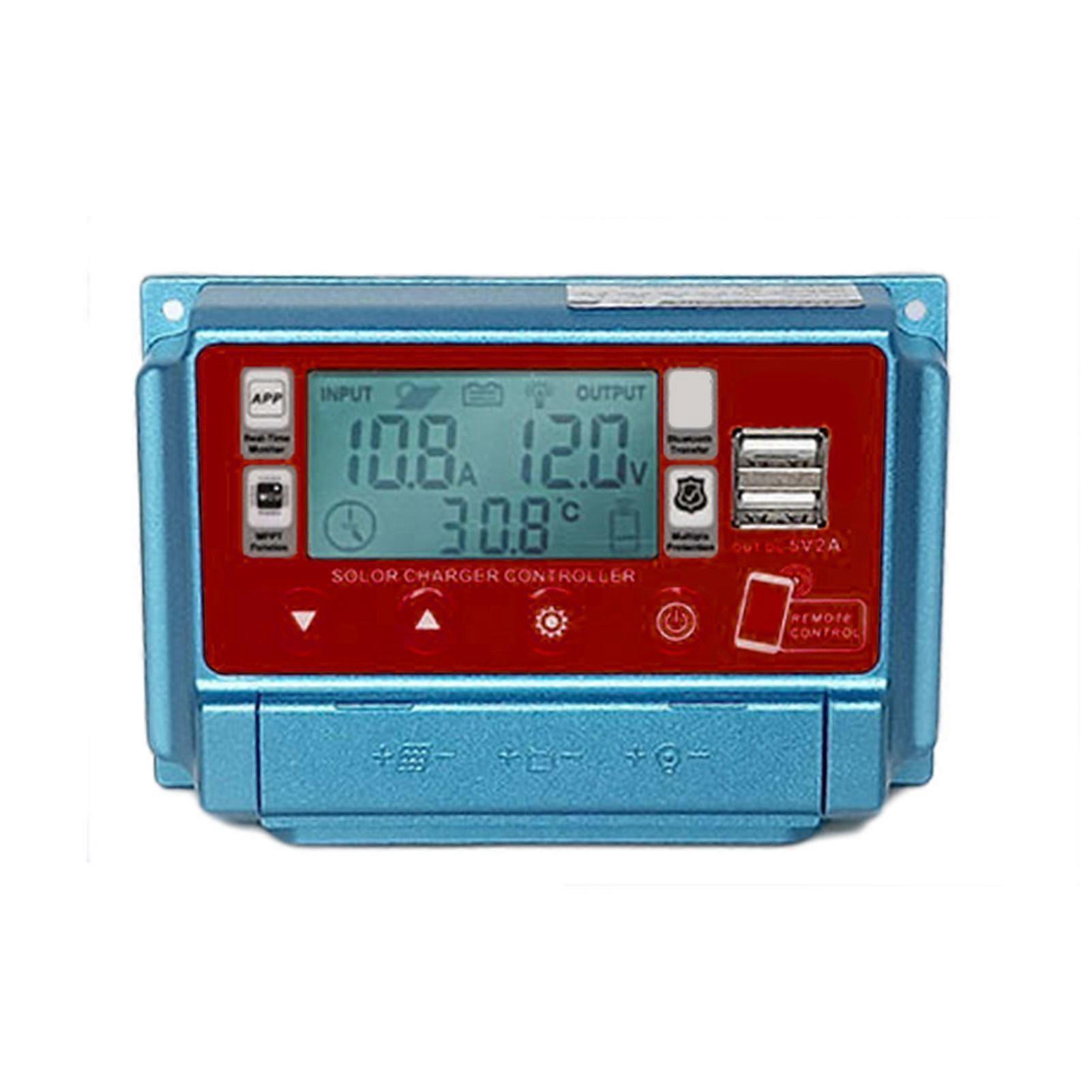 WiFi+BT 30A Solar Charger Controller 12V/24V/36V/48V/60V Charging MPPT Controllers LCD Display Dual USB 5V Output Controller APP Remote Control Solar