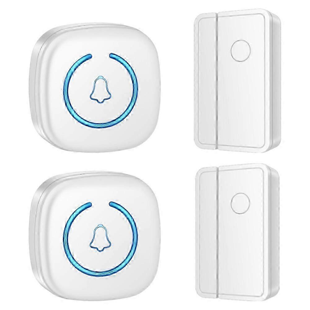 M8 Commercial Wireless Door Magnet Sensor Chime Welcome Visitor Alert with 2 Transmitter 2 Receiver