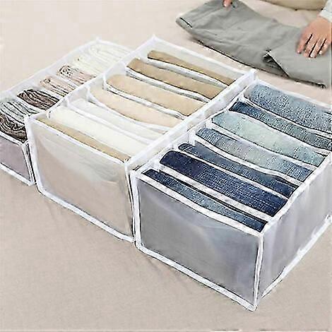 Set of 3 Dresser Drawer Organizer Storage Box with Compartments for Jeans