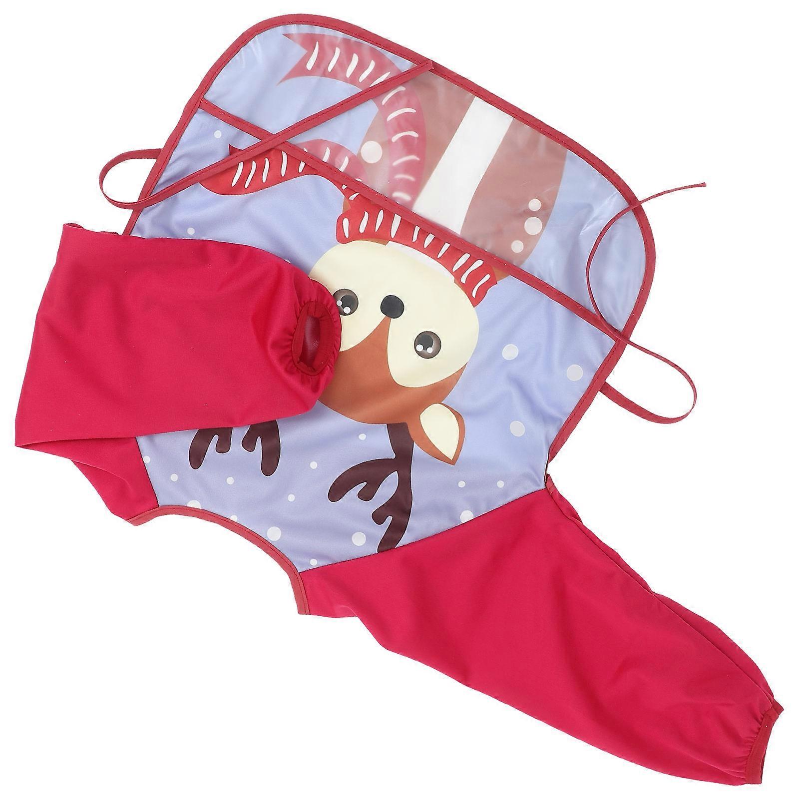 Waterproof Sleeved Bib Activities Red Cotton Protect Clothing 1Pack
