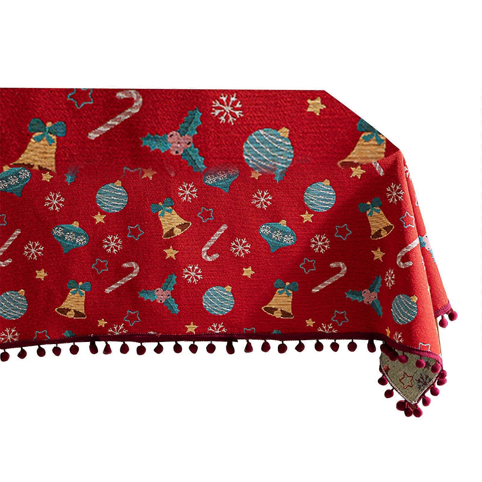 Christmas Celebration Tabletop Cover Cotton Linen Fabric Multiple Size Addition Available  Red