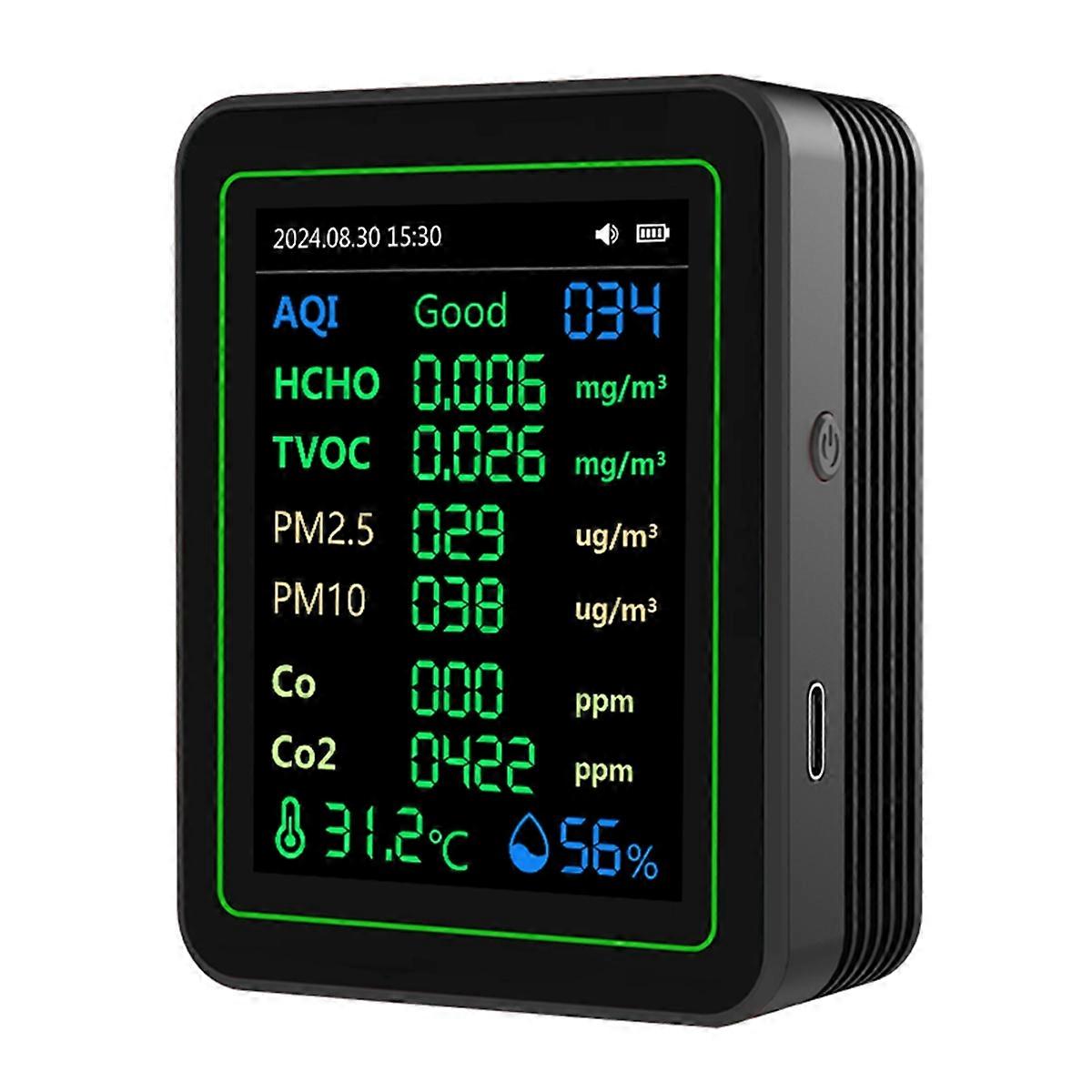 Air Quality Detector 12 in 1 Air Quality Tester Temperature/Humidity /Time/CO/CO2/Curve/TVOC//PM2.5/