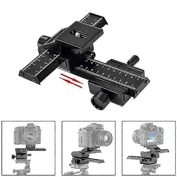 4-Way Macro Focusing Rail with Screw Adjustable Macro Photography for Canon Sony Pentax Nikon Camera