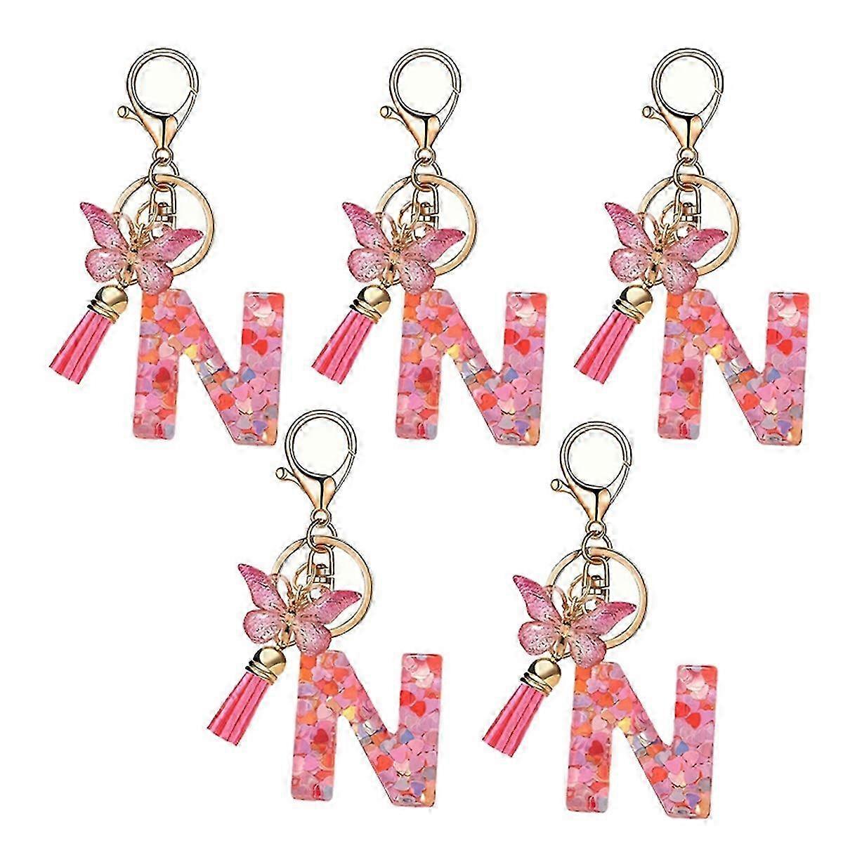 N style letter keychain cute initial letter keychain handle pendant
