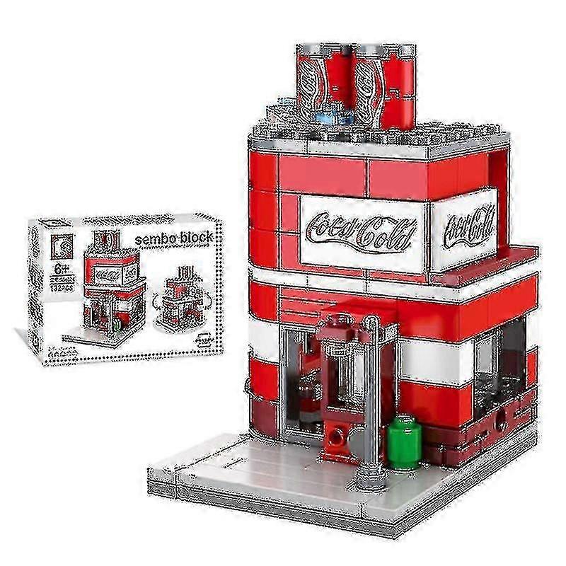 Coca Cola Store Building Blocks Model Toy for Kids as Mini Gift in City Street Scene