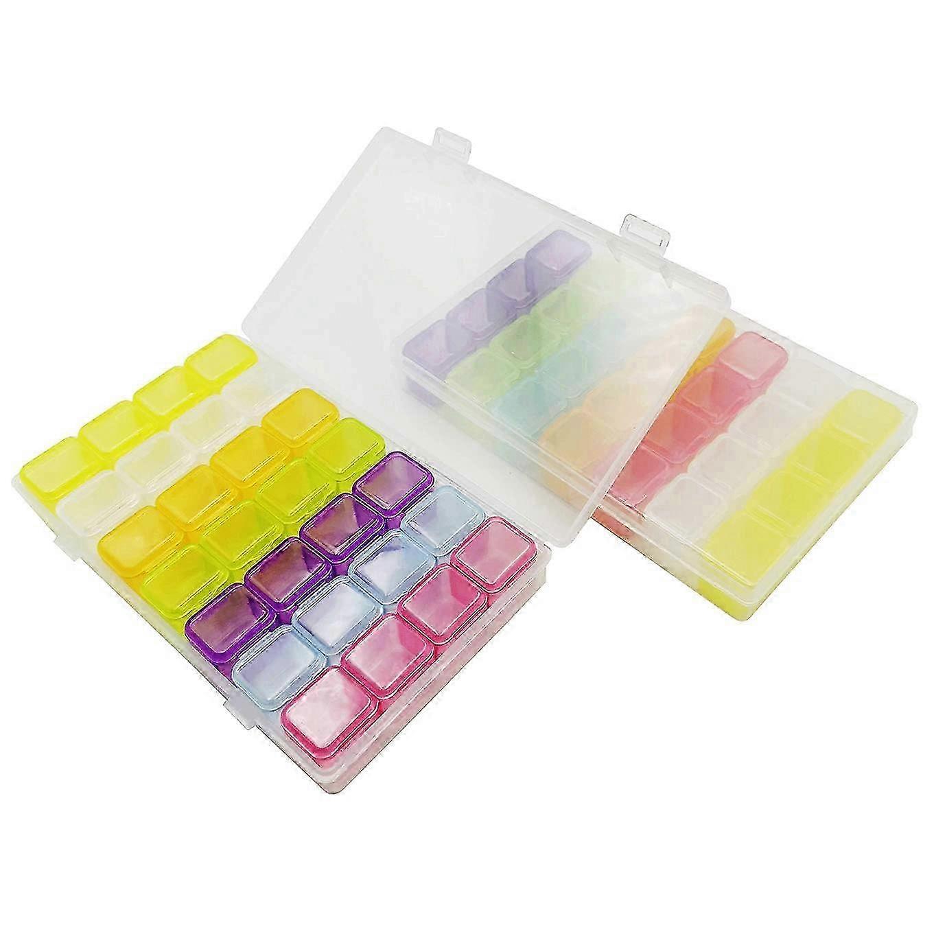 28 Grids Diamond Painting Box Clear Bead Plastic Storage Organizer ...