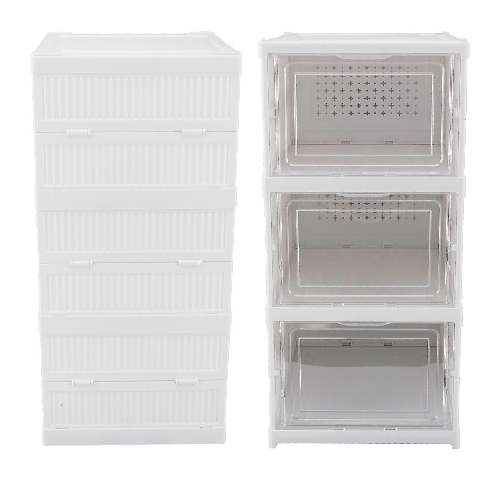 Clear Plastic Shoe Storage Box 3-Layer Foldable Organizer 19.5x25.5x34.5cm