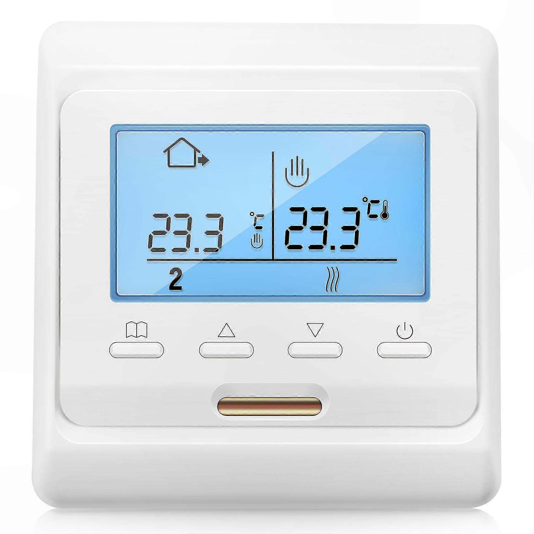 Programmable LCD Thermostat for Floor Heating, 16A 230V Temperature Controller with Room Warmth Regulation