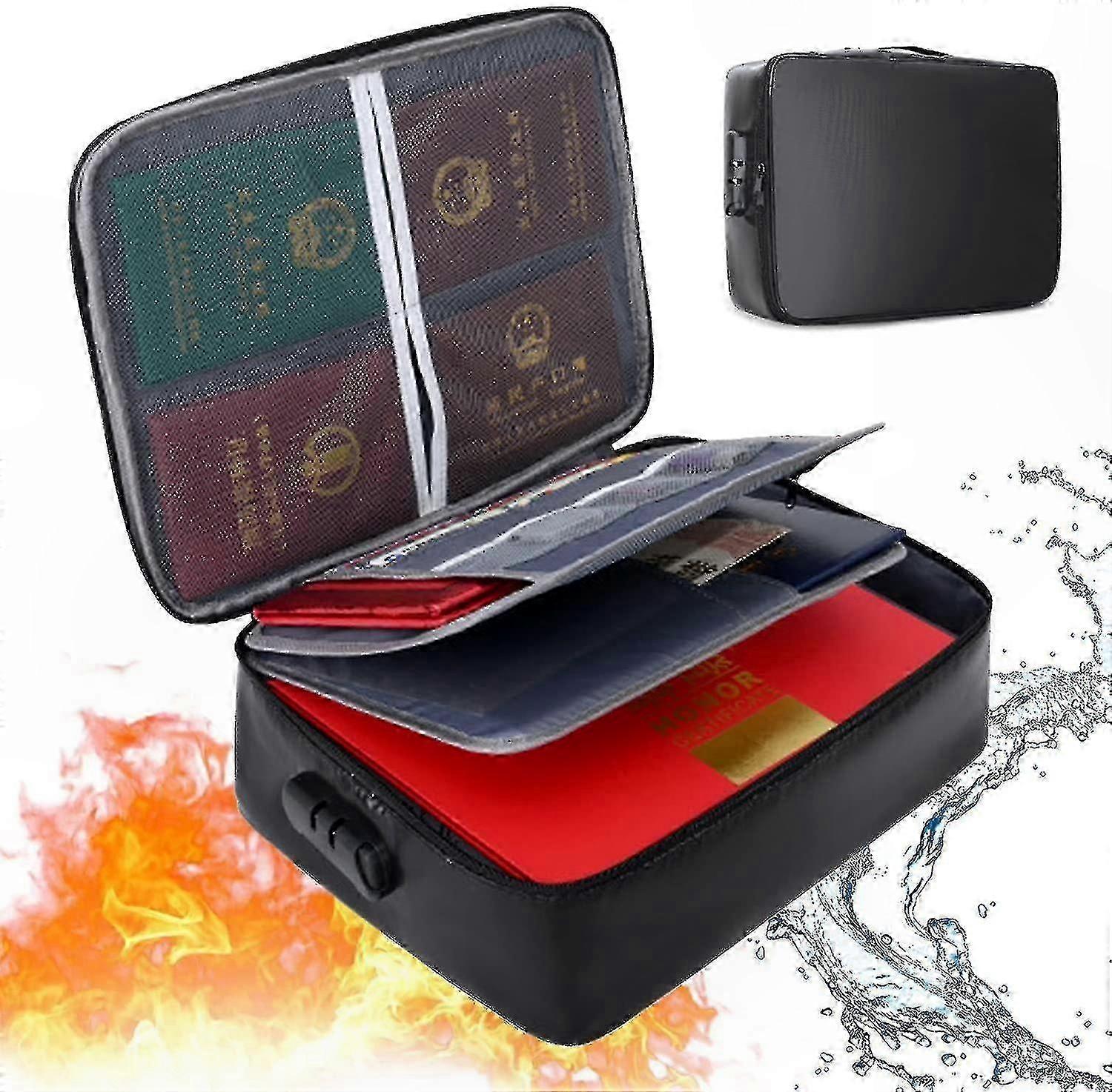 Fireproof and Water Resistant Document Storage Box with Lock, Large Capacity File Organizer