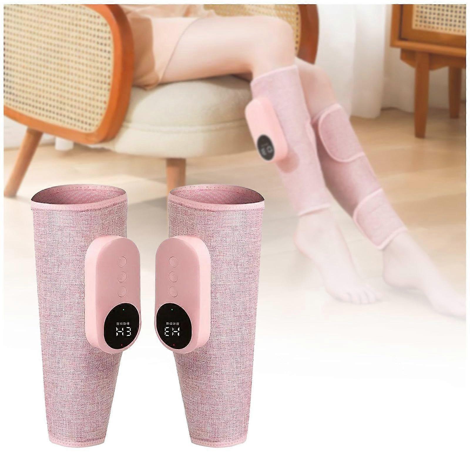 Sequential Compression Device for Legs With Heat, 3 Intensities, 3 Modes, TypeC Rechargeable Leg Massager, Pink