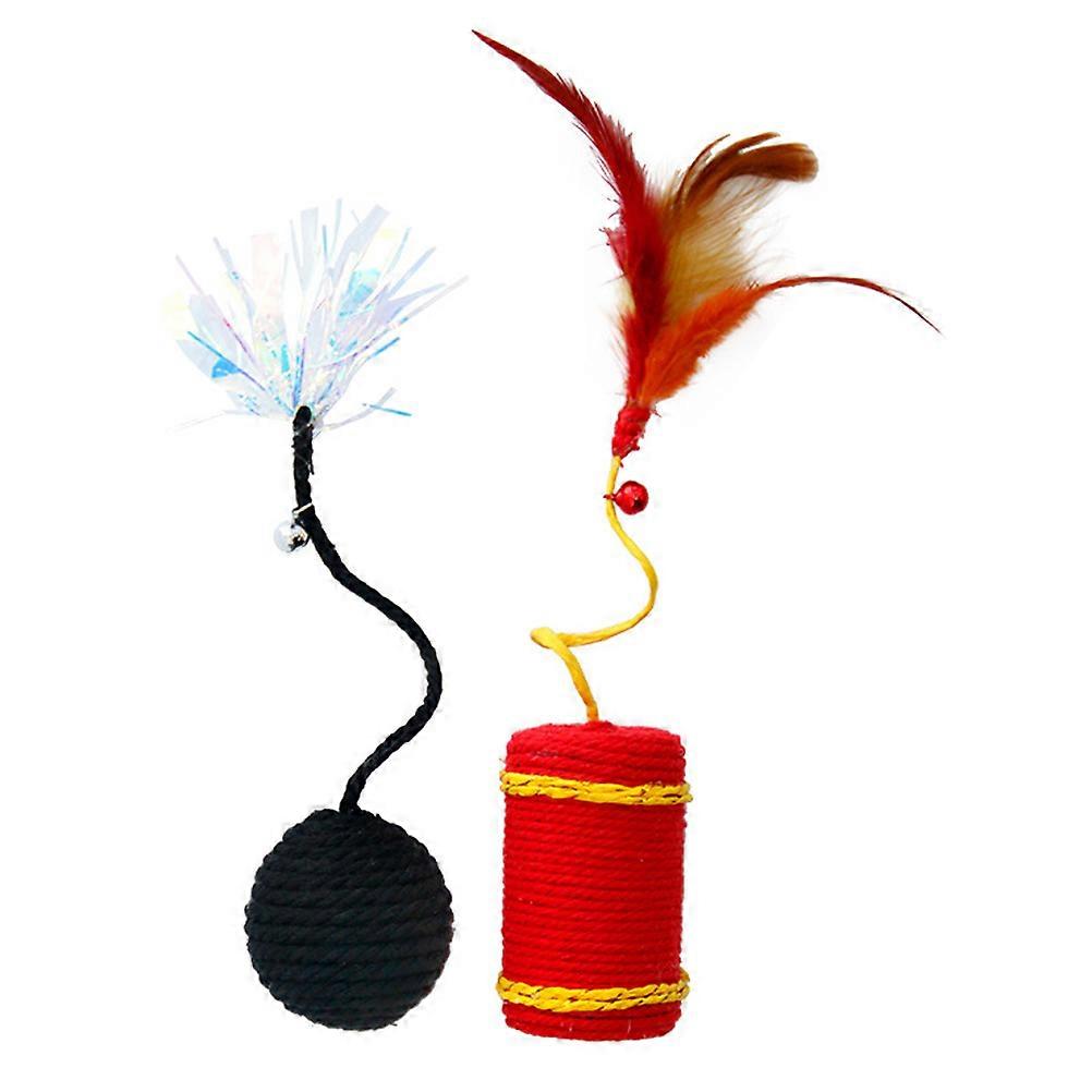Interactive Cat Toy with Cotton Rope for Home Use Assorted Color Portable and Lightweight 2pcs