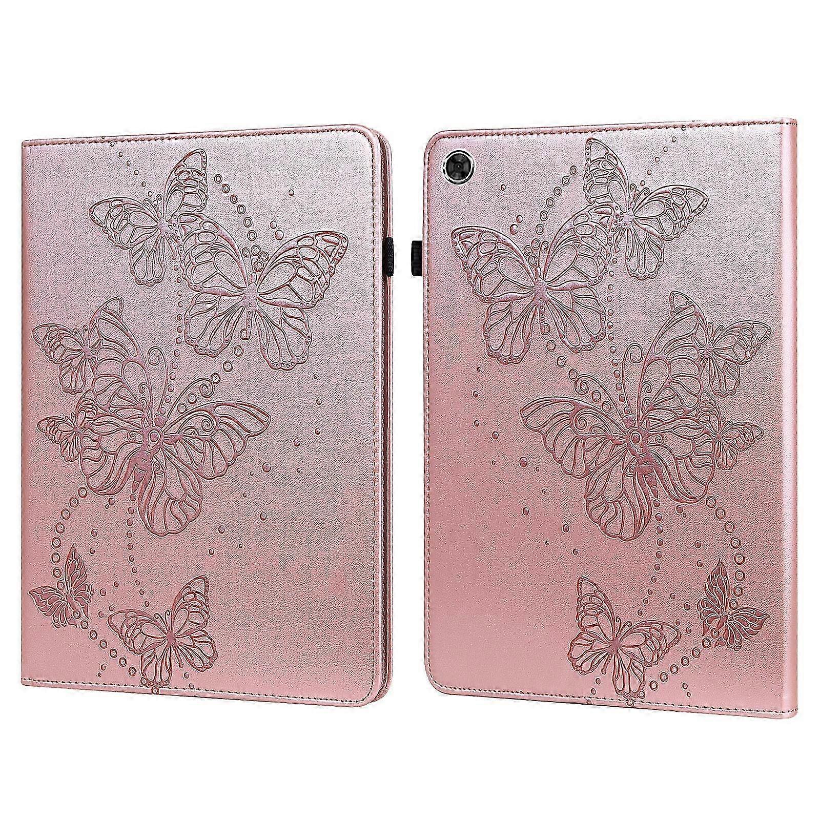10.3 Inch Emed Butterfly Pattern Leather Tablet Case for Multiple Models (Pink)