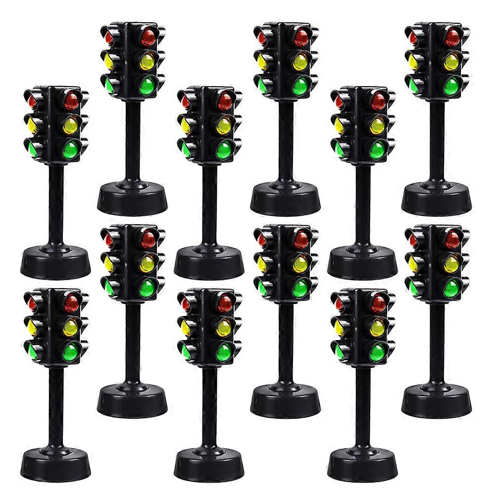 Traffic Light Toy Traffic Signal Model Traffic Knowledge Teaching Abs Assorted Color Teaches Road Signs 12Pcs