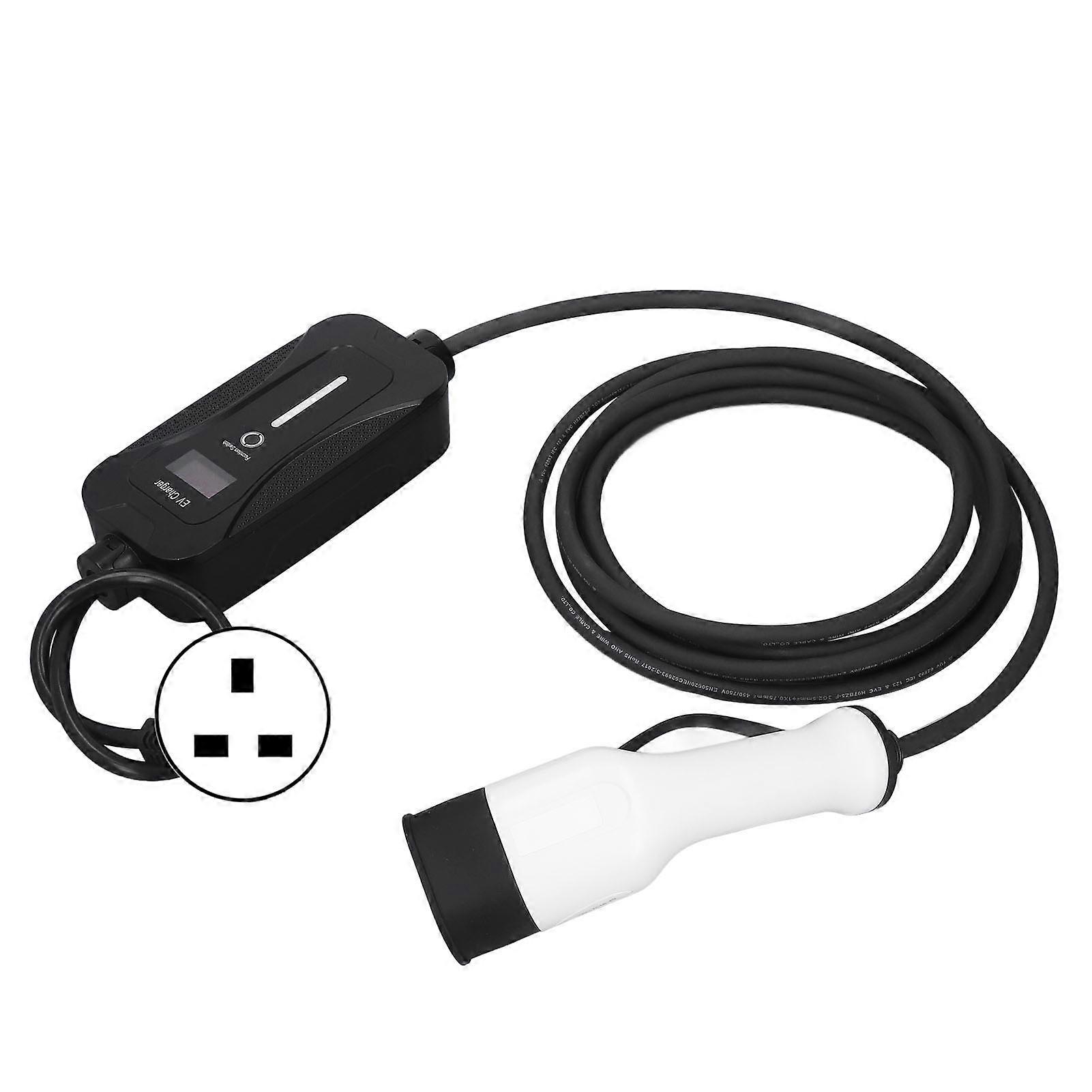 Portable Single Phase EV Charger 16A Regulated Screen 5m Cord