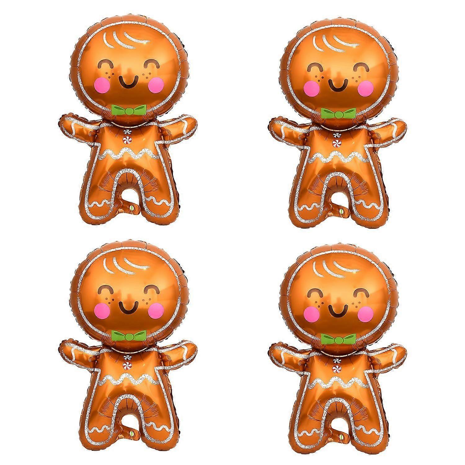 4 Pack Christmas Gingerbread Man Foil Balloons Christmas Decoration Foil Balloons Suitable for Christmas New Year Party Decoration Balloons(Colorful)
