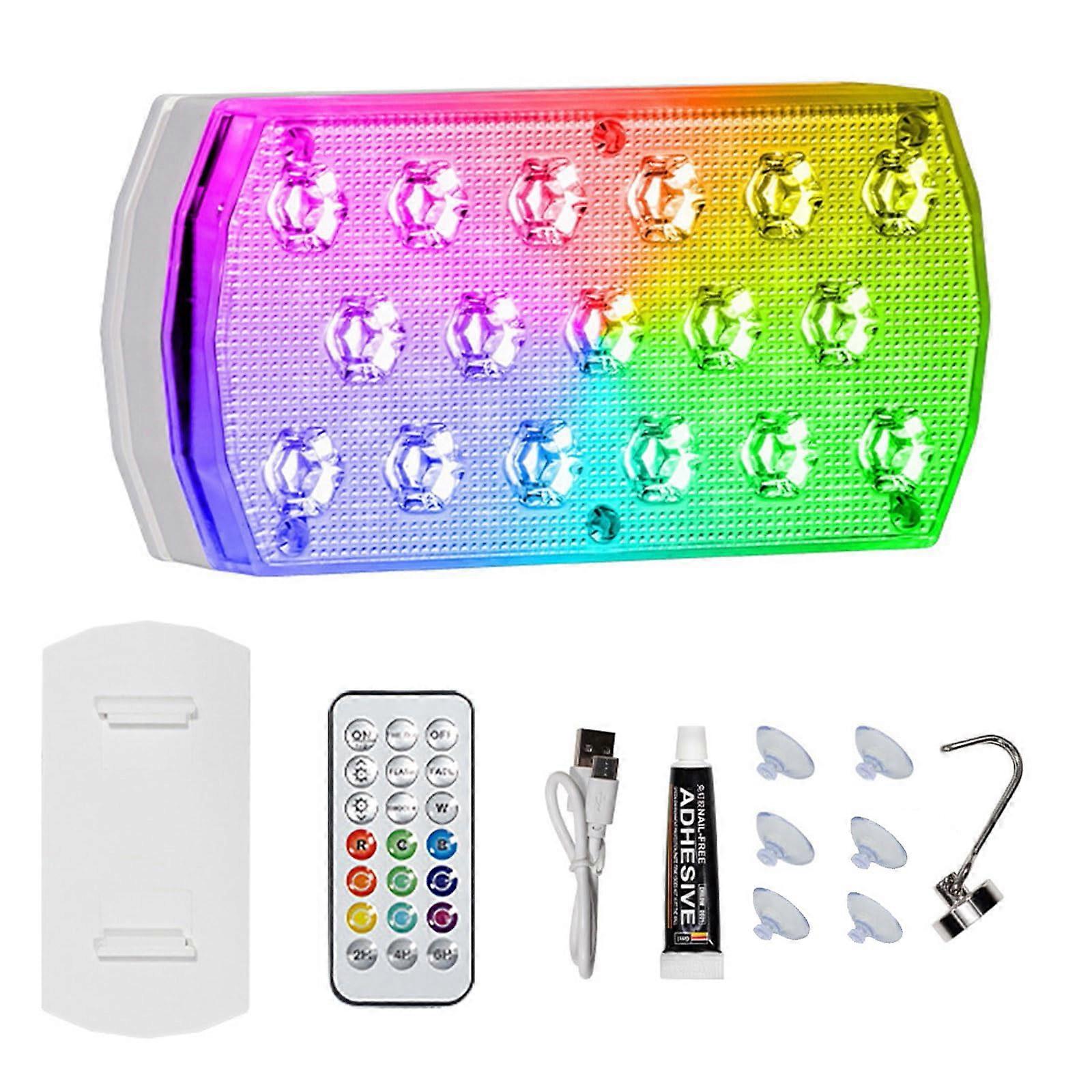 Rechargeable Underwater Pool Light 16Color LED With Remote IP68 Waterproof USB Charging Fish Tanks Hot Tub Spa Rectangle