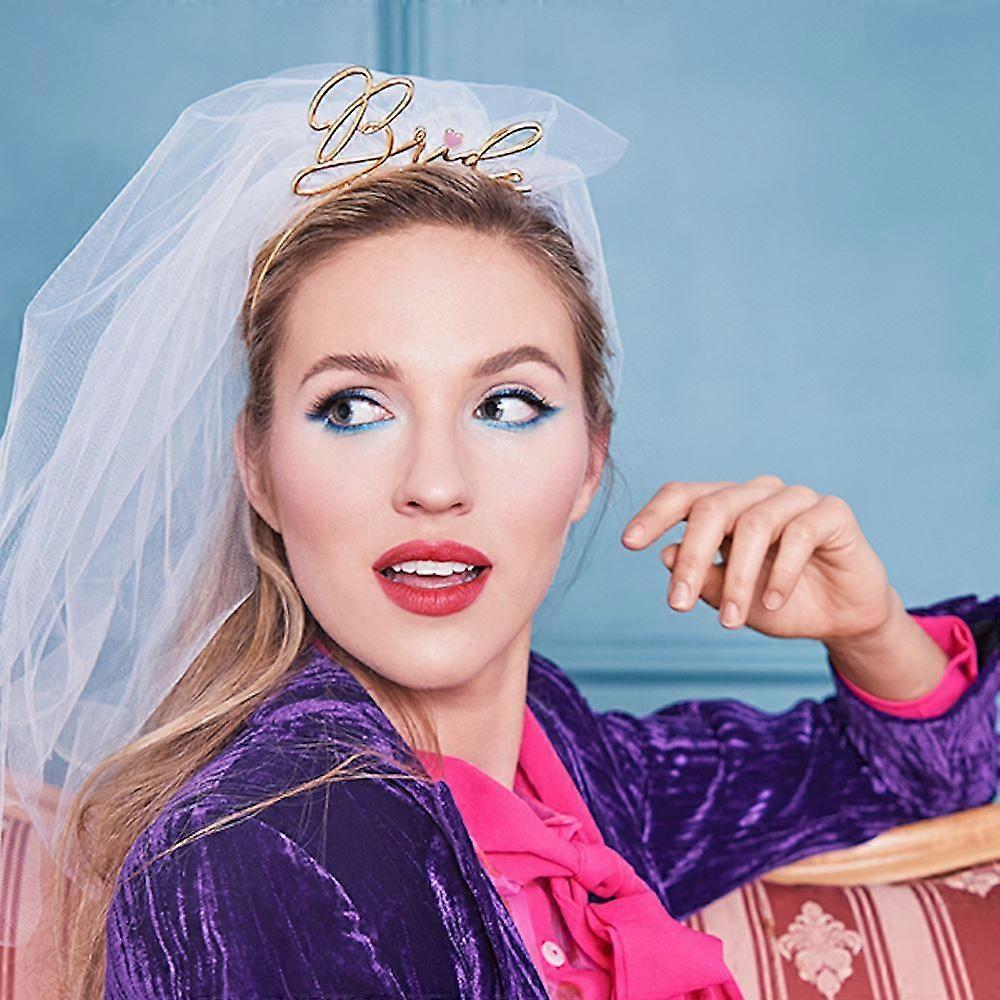 ベール|ゴールドブライドヘッドバンドヘンパーティークラウンティアラブライダルシャワーズームギフト