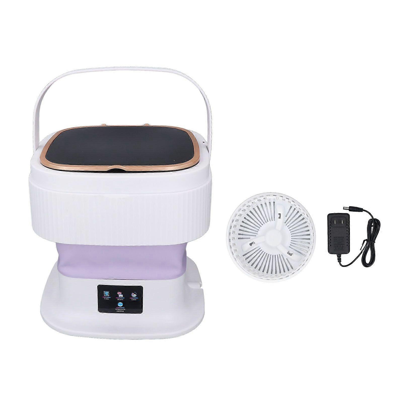 Portable Washing Machine 11.5L Large Capacity 3 Timer Modes Mini Foldable Washer with Drain Hose for Underwear Baby Clothes US Plug 100-240V Purple