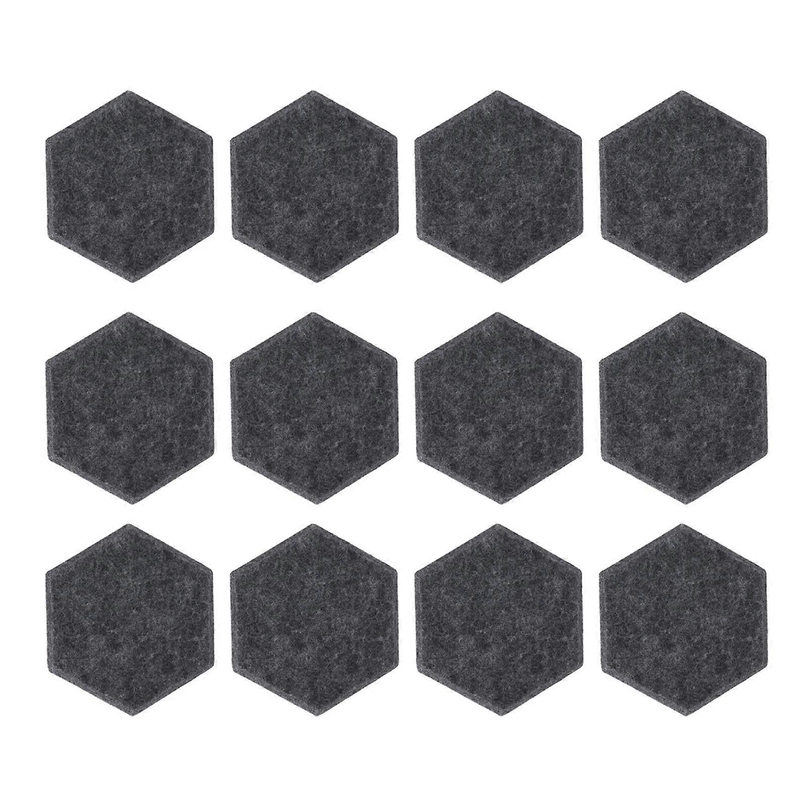 12PCS Hexagon Acoustic Panels High Density Sound Absorbing Panels Sound Proof Beveled Edge Wall Panels 14x12x7cm Dark Gray