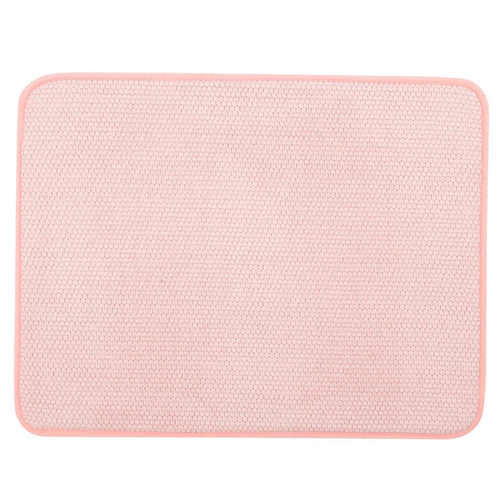 Absorbent Dish Mat Drying Kitchen Countertop Cup Coaster Pink Microfiber Heat Insulation 1Set