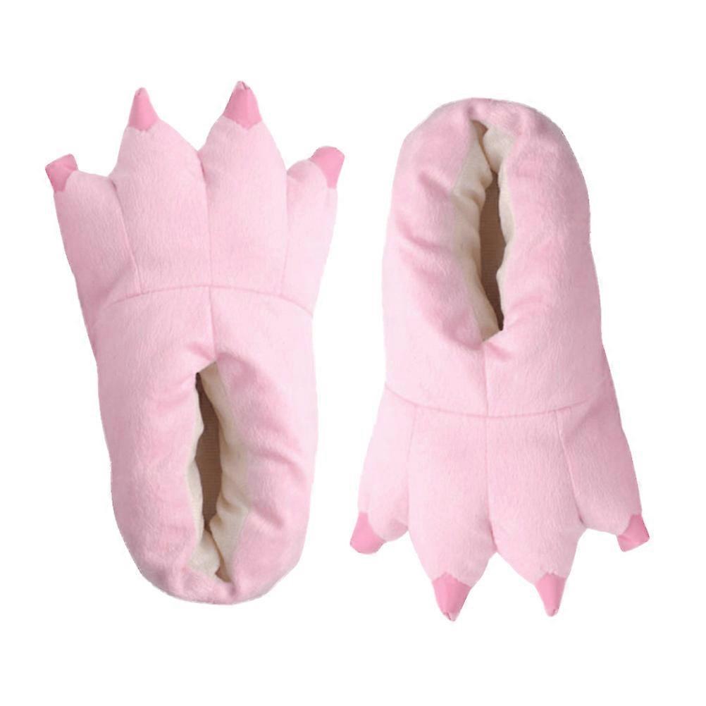 Cosplay Slippers Flannel Dinosaur Paw Slipper for Wearing Unisex Pink