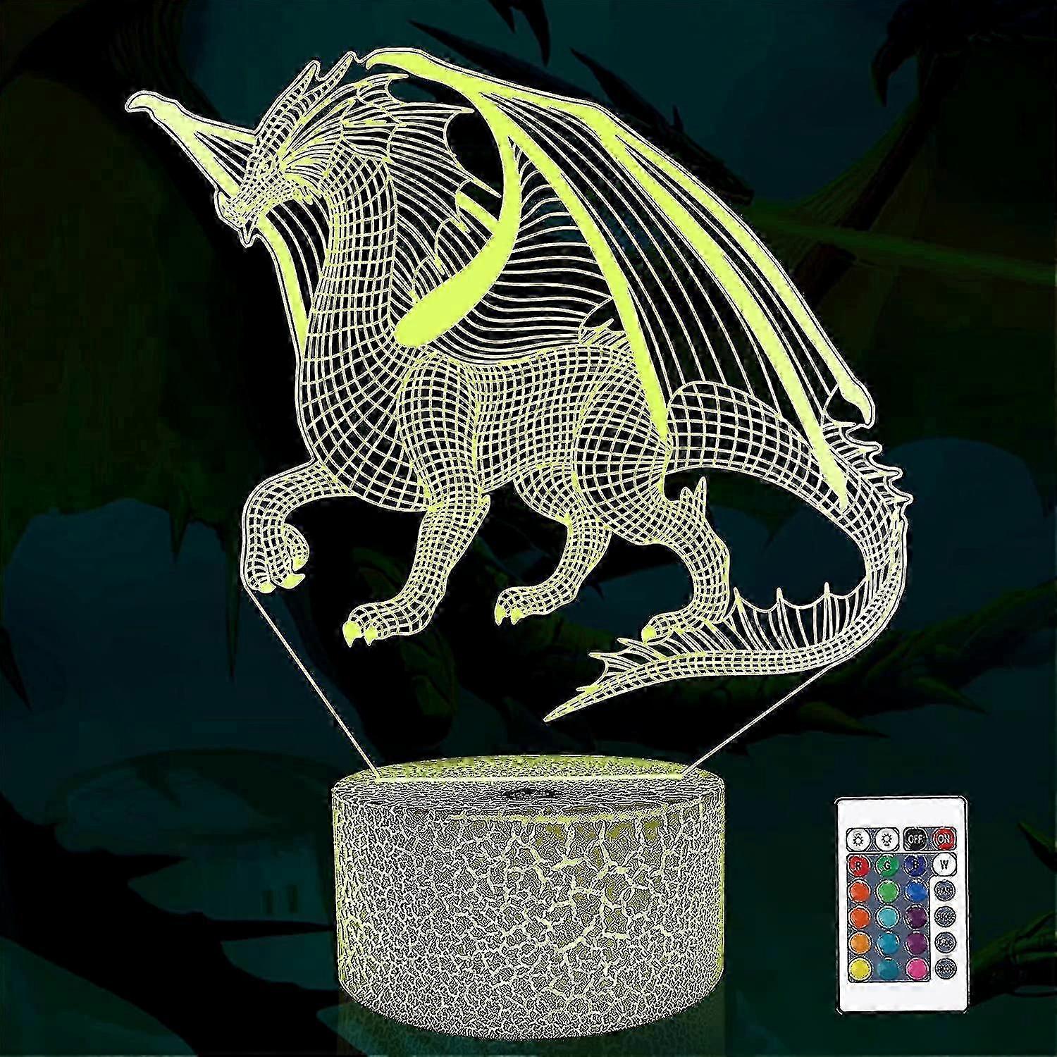 Wekity 3d Dragon Lamp Night Light 3d Illusion Lamp For Kids, 16 Colors Changing With Remote, Kids Bedroom Decor As Xmas Holiday Birthday Gifts For Boy