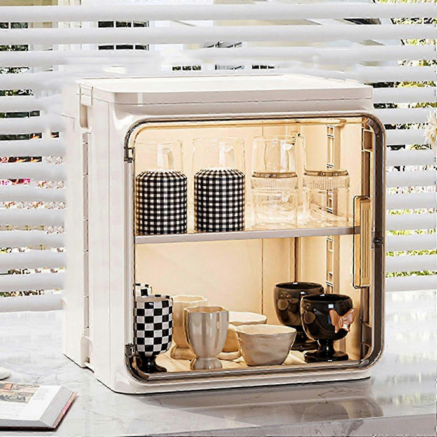 Double Tier Dust-Free Cup Storage Rack for Tea and Coffee Mugs Countertop Organizer