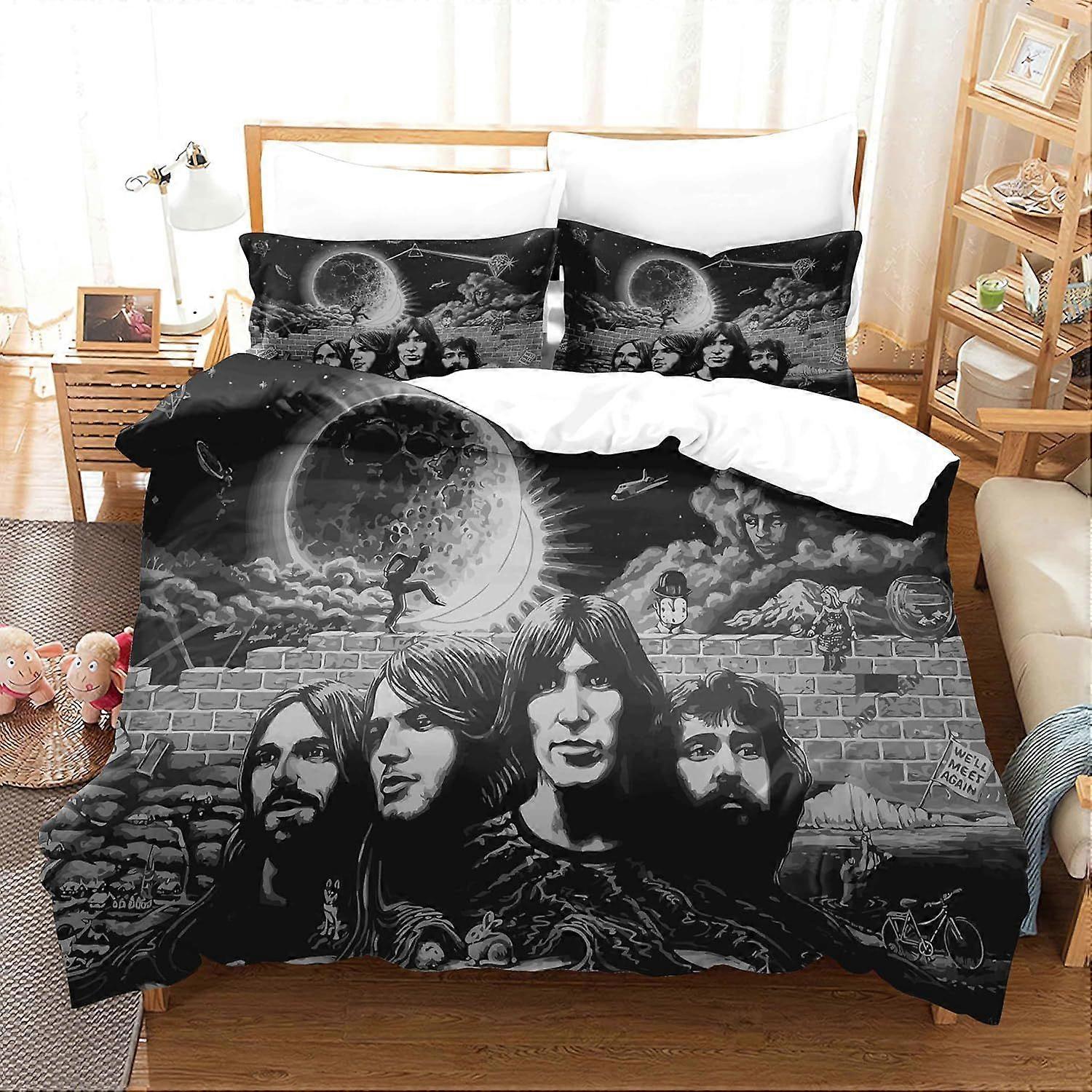British Rock Bands Floyd Algorithm Duvet Cover Set Soft Lightweight Microfiber 2 Piece Bedding Set with 1 Pillowcase Kids Quilt Cover 140x200cm