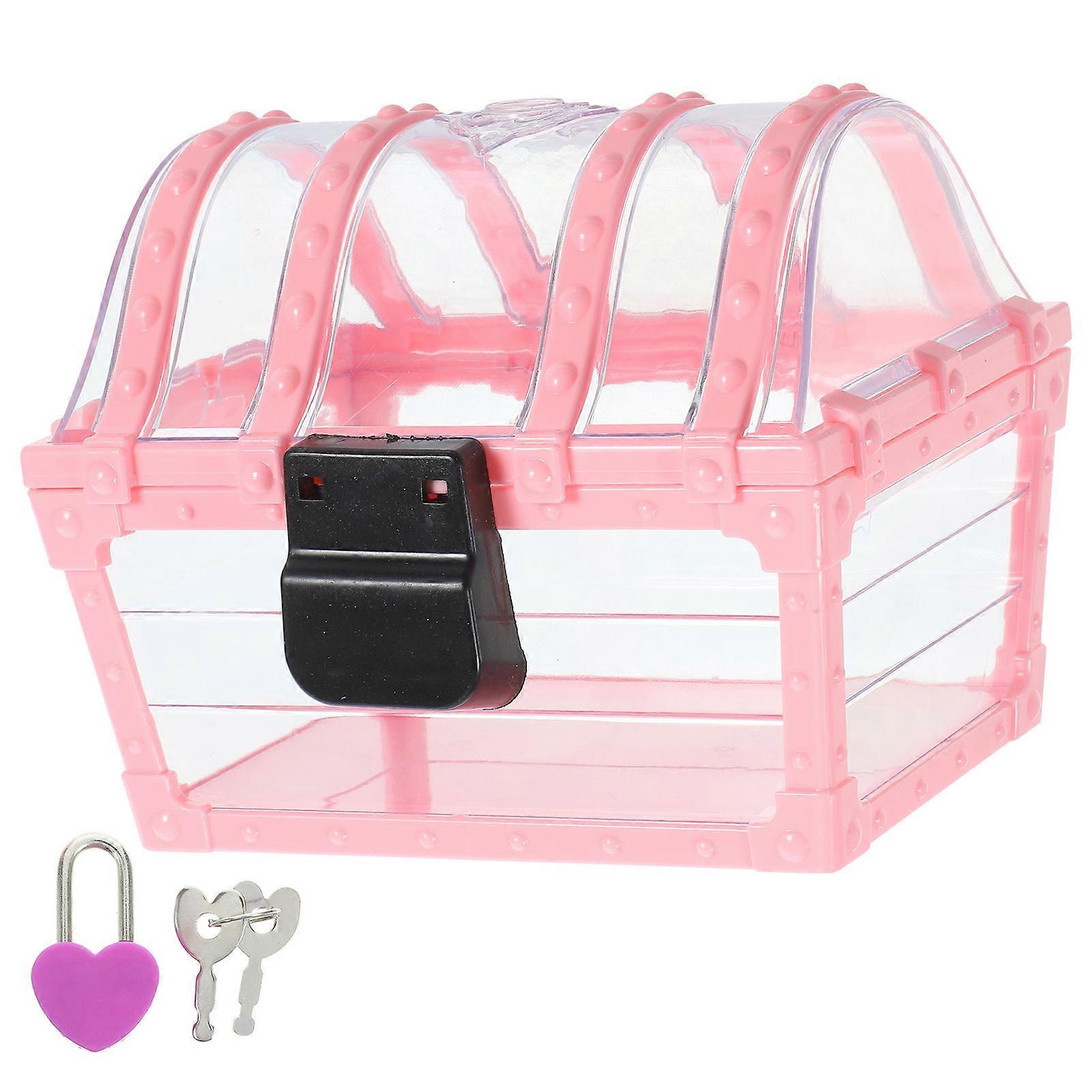 Children Jewelry Container with Lock for Storage 1Set Pink ABS